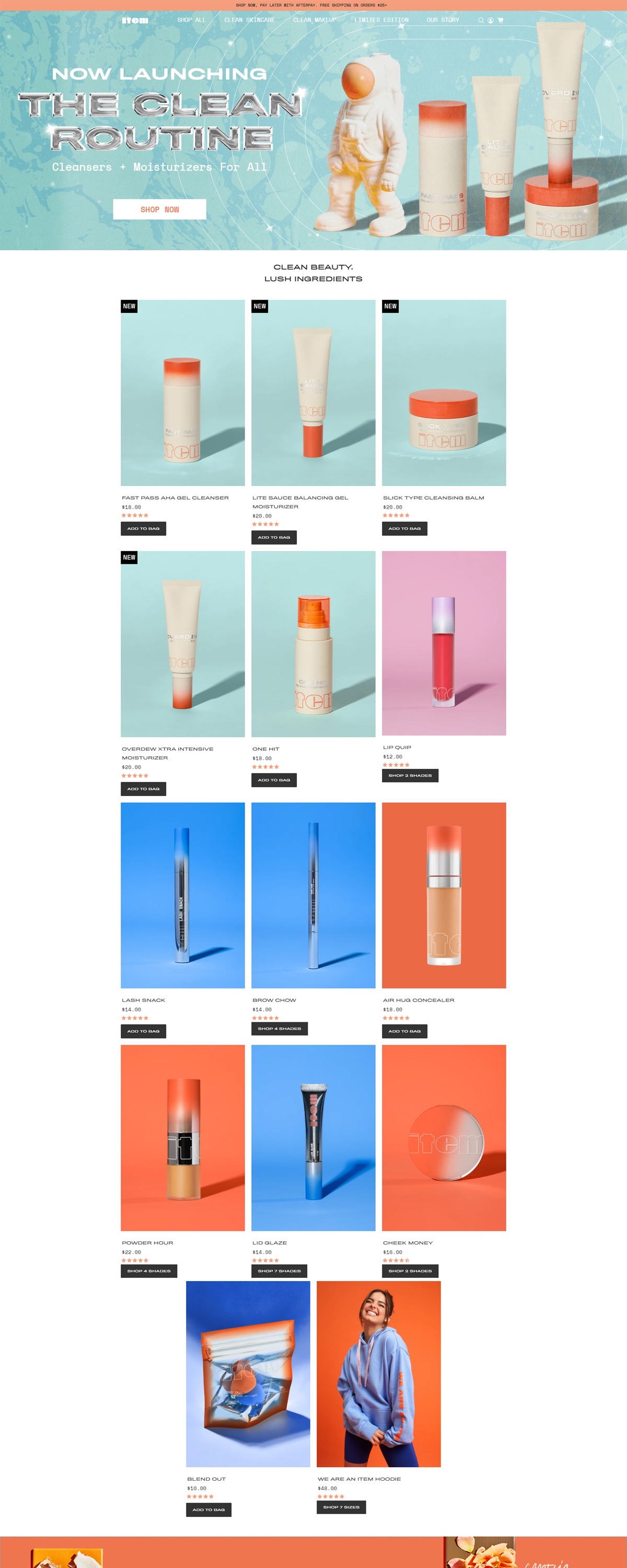 eCommerce website: ITEM Beauty