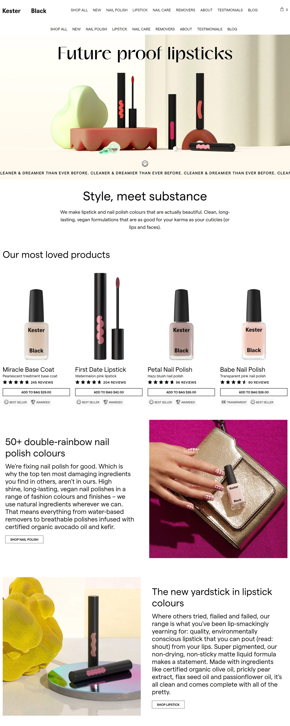 eCommerce website: Kester Black