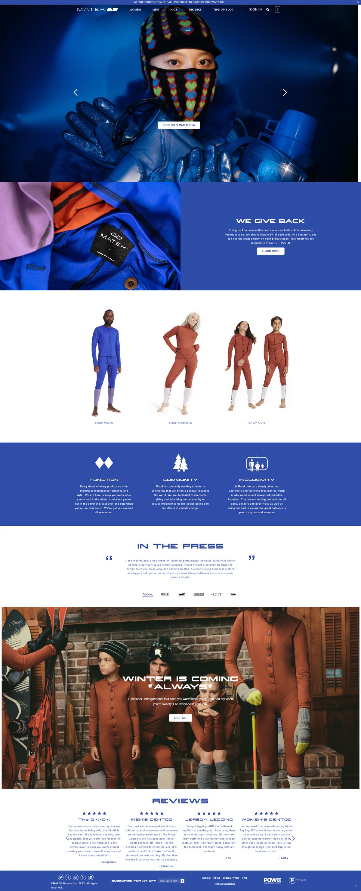 eCommerce website: Matek