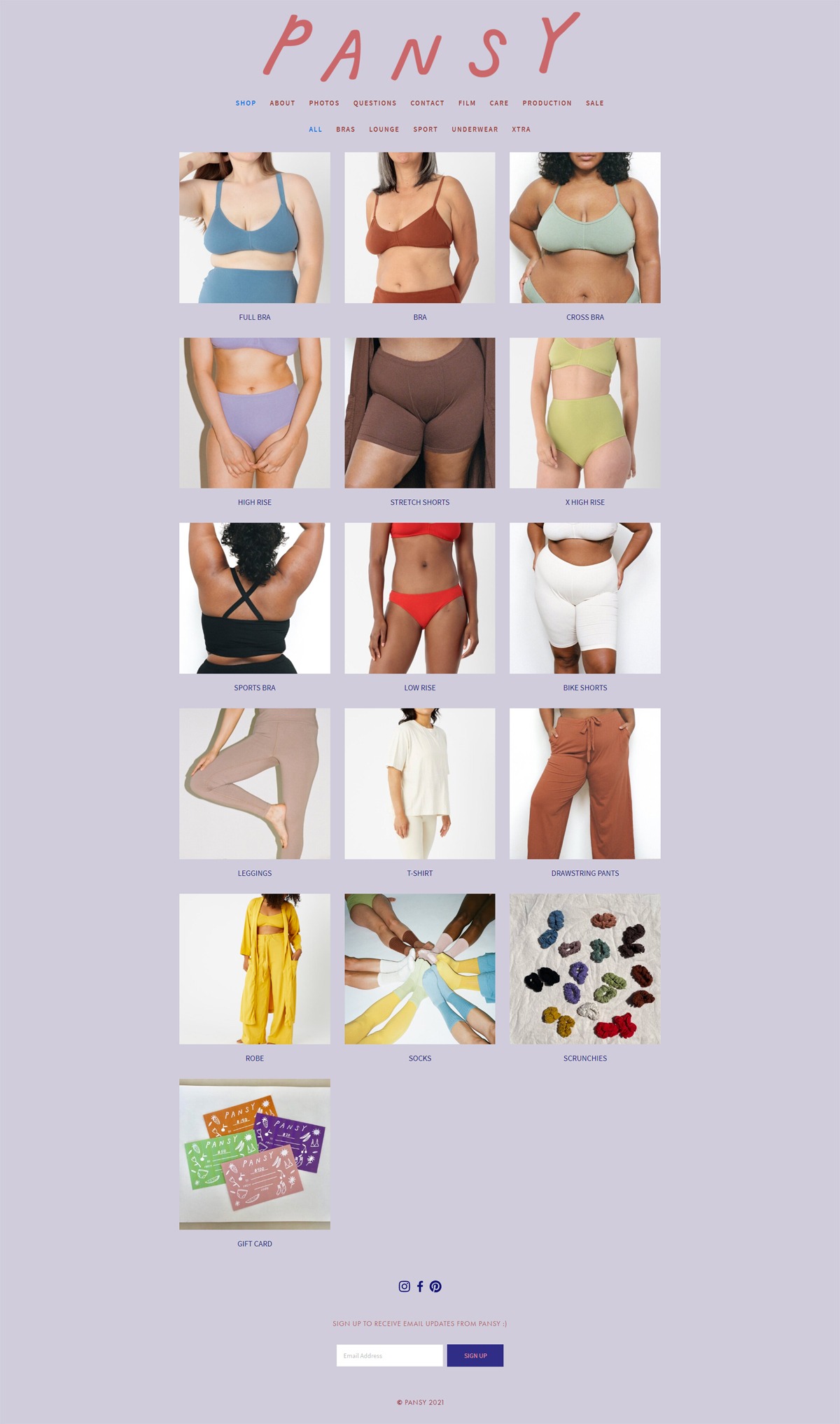 eCommerce website: Pansy