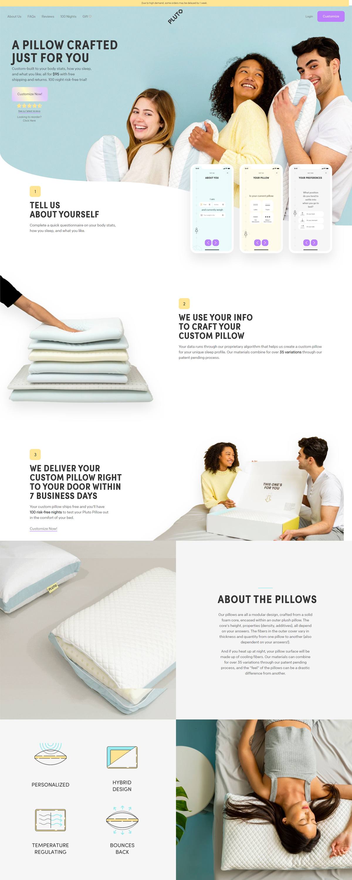eCommerce website: Pluto Pillow