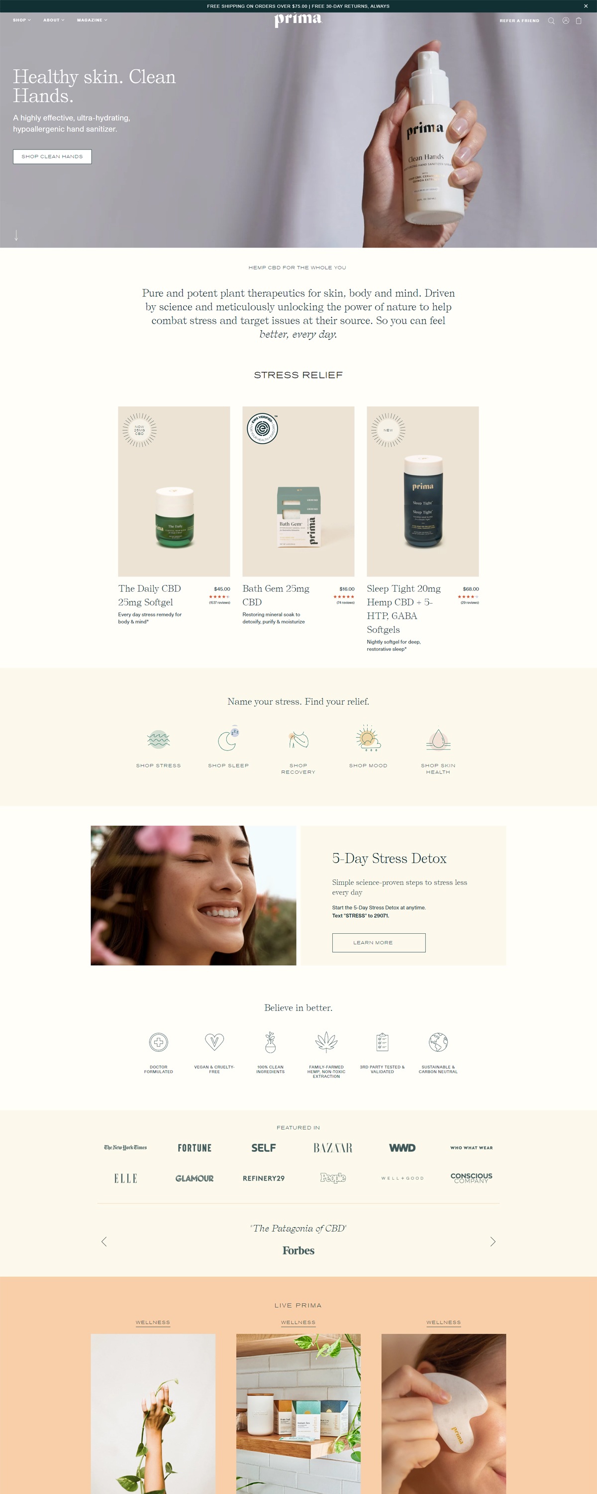 eCommerce website: Prima