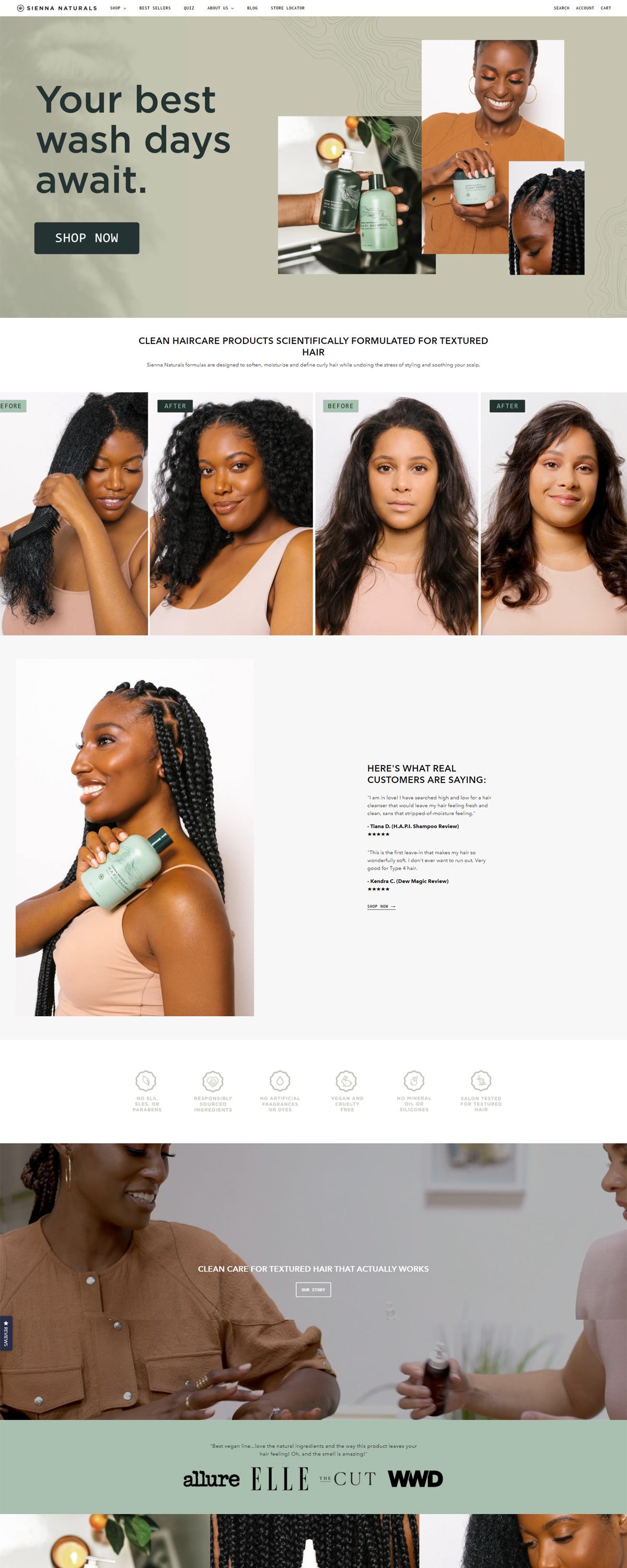 eCommerce website: Sienna Naturals