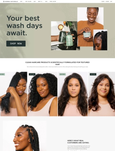 eCommerce website: Sienna Naturals