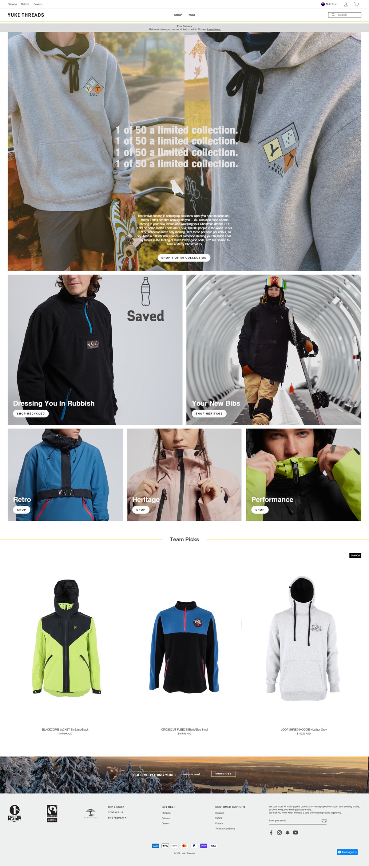 eCommerce website: Yuki Threads