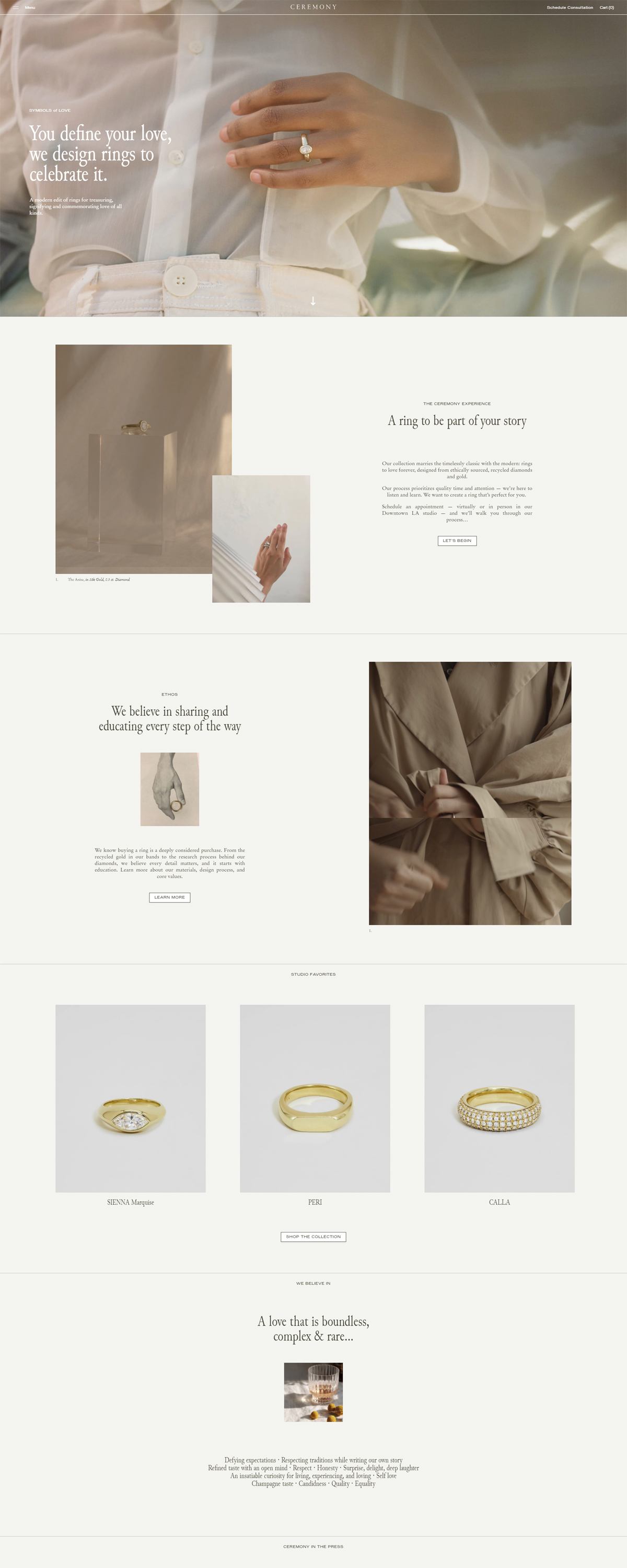 eCommerce website: Ceremony