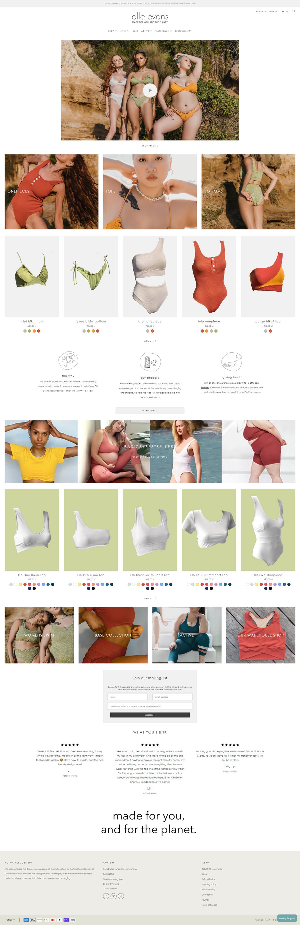eCommerce website: Elle Evans