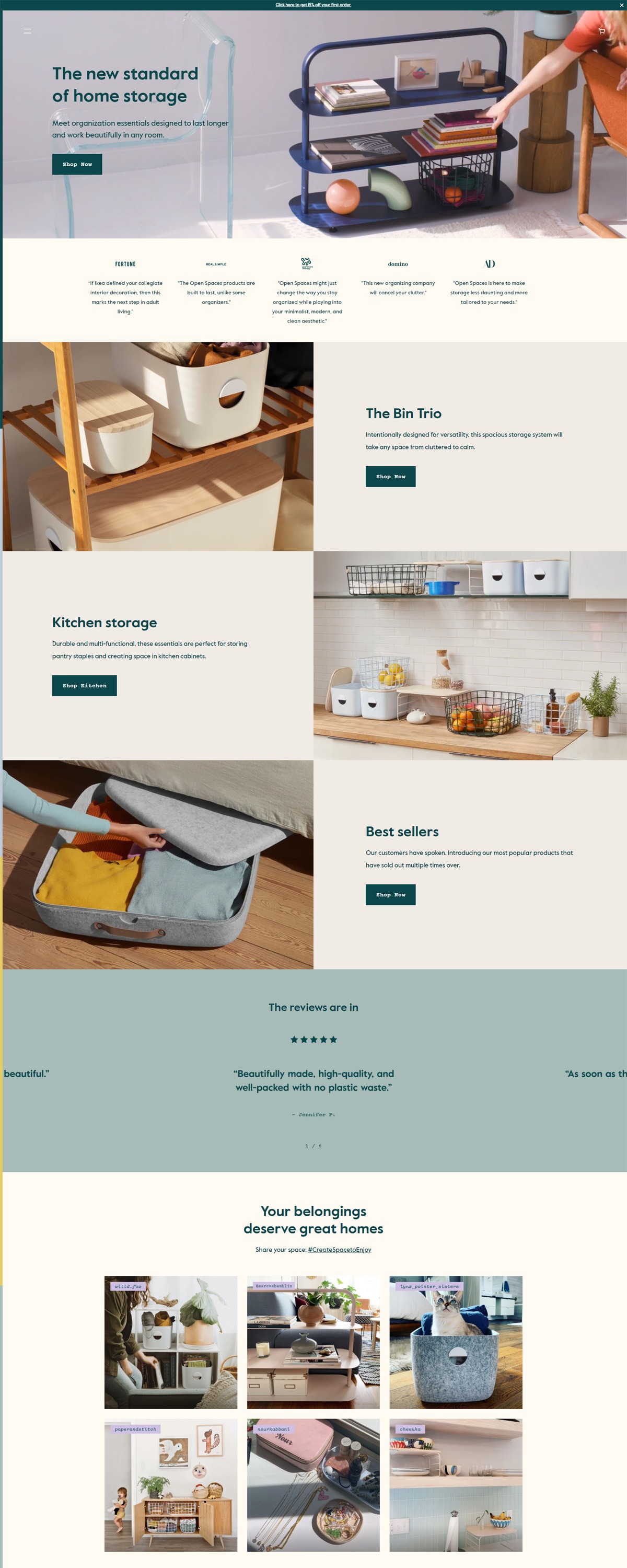 eCommerce website: Open Spaces