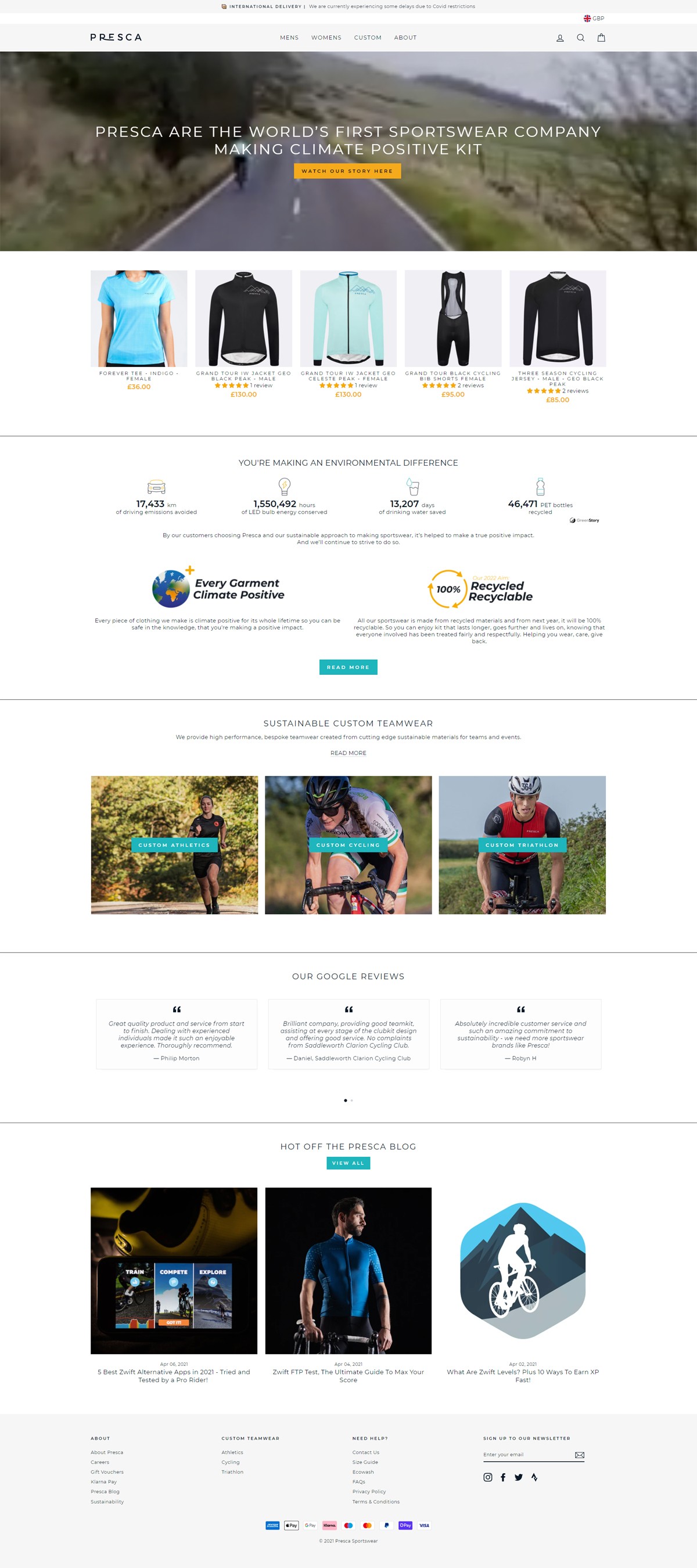 eCommerce website: Presca