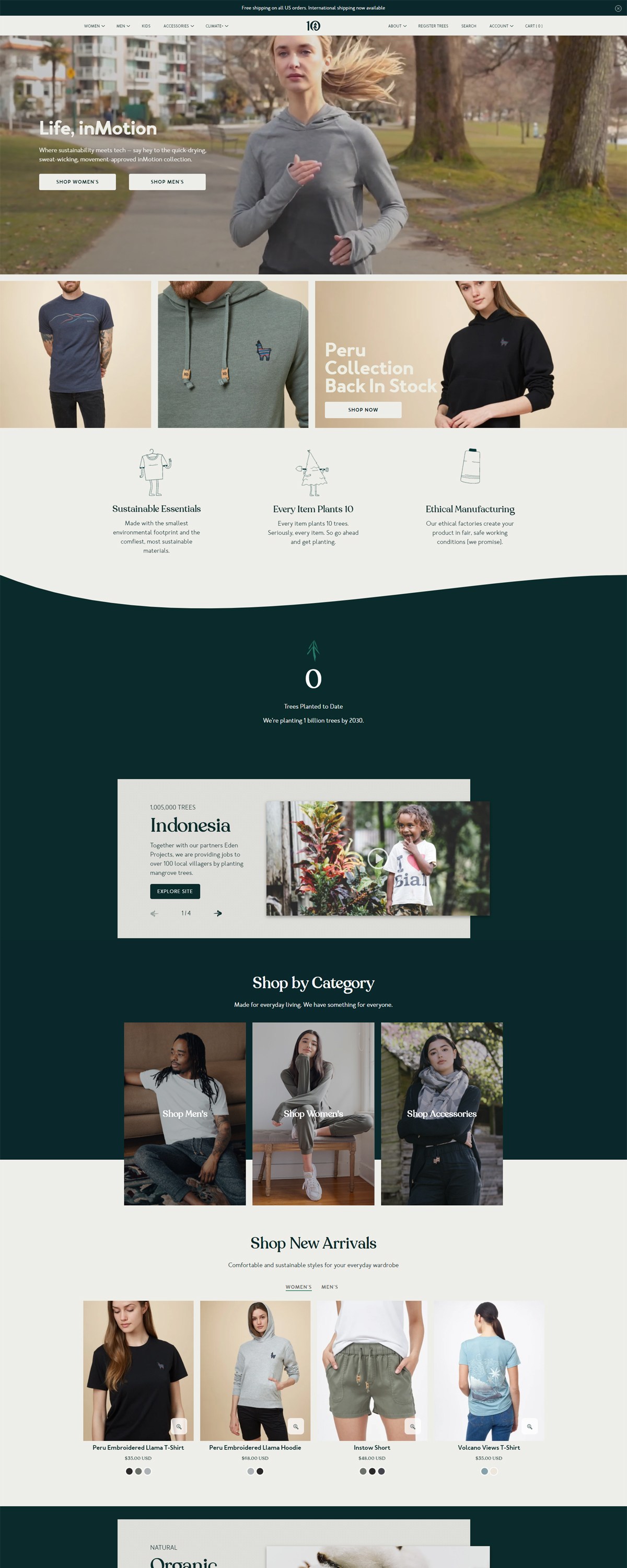 eCommerce website: tentree