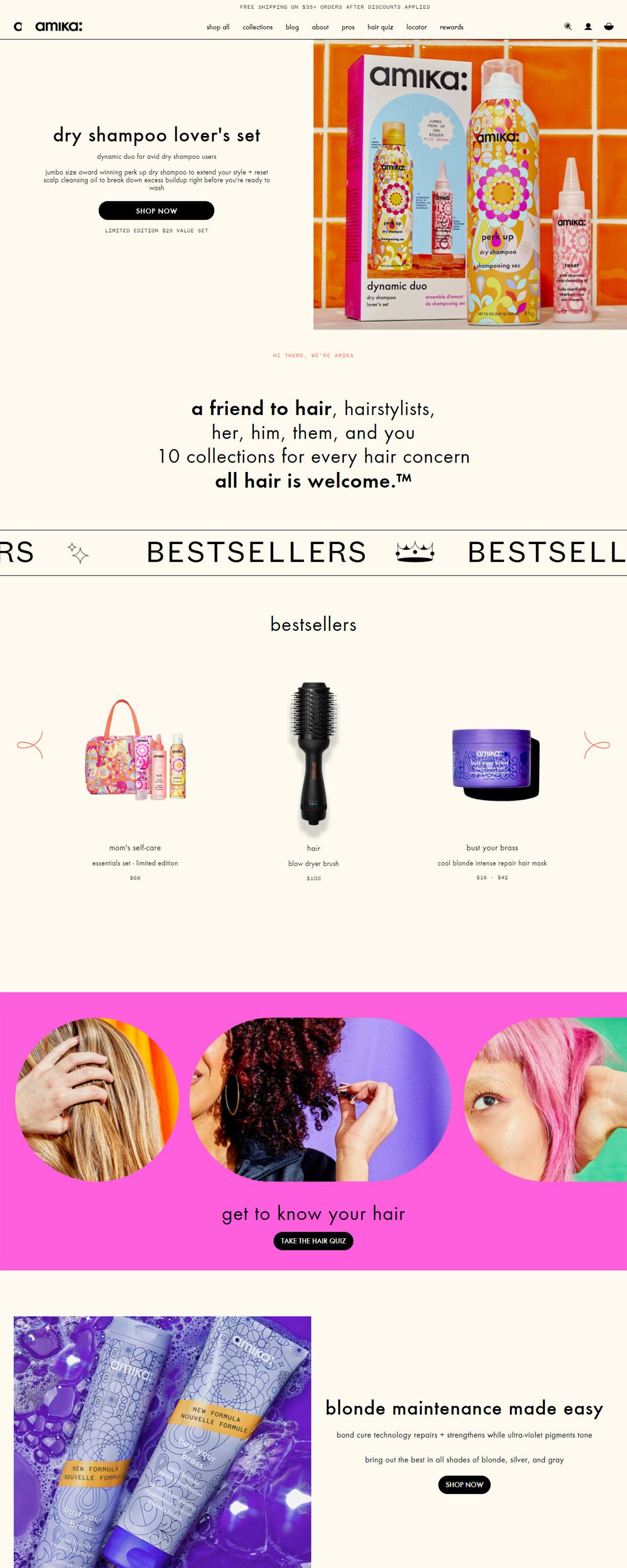 eCommerce website: amika