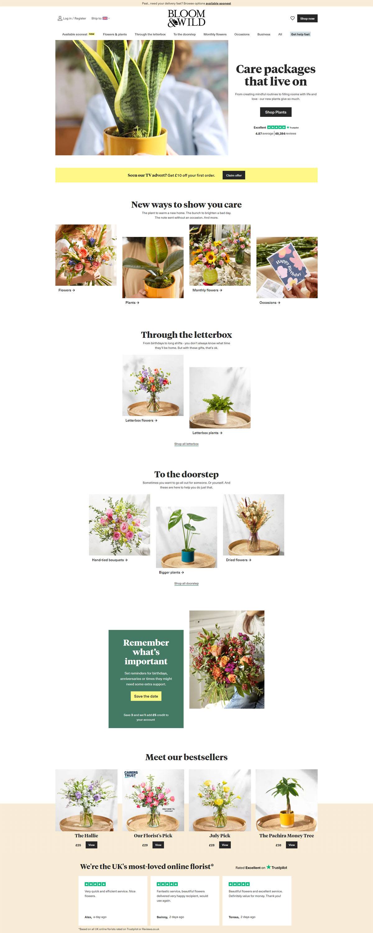 eCommerce website: Bloom & Wild