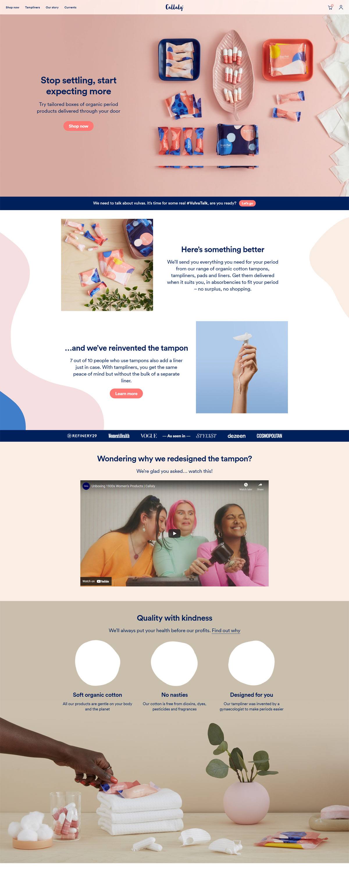 eCommerce website: Callaly