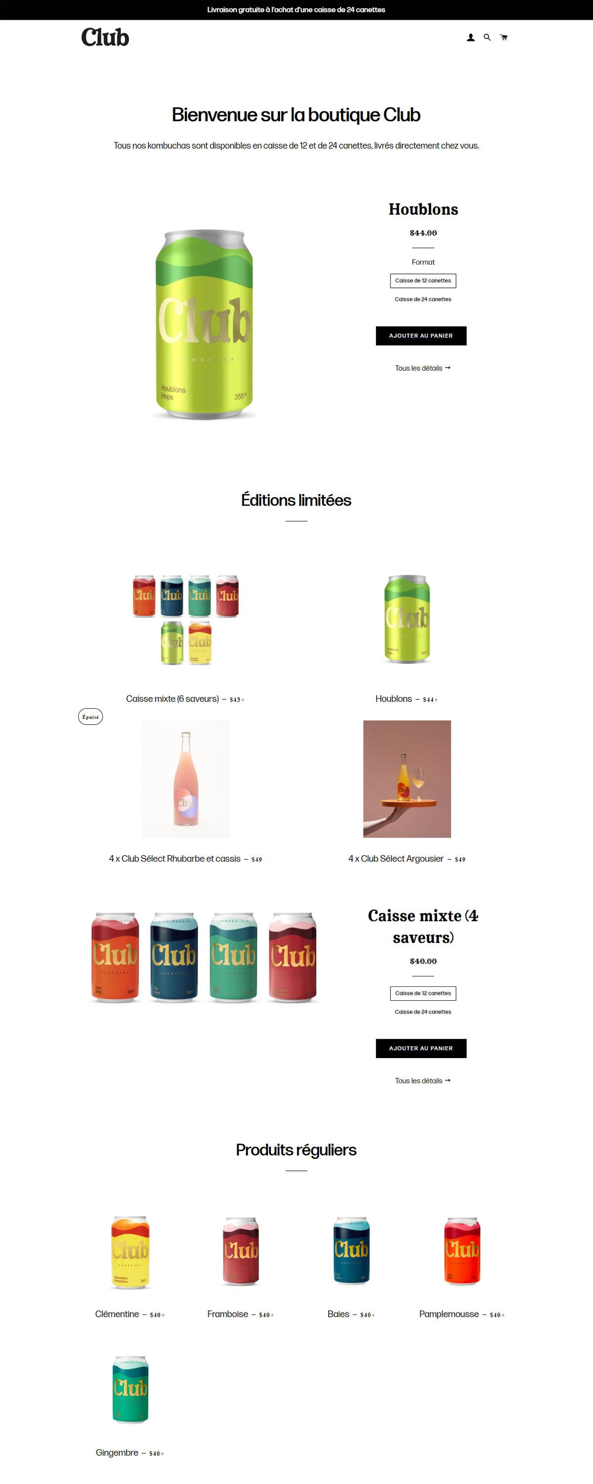 eCommerce website: Club Kombucha