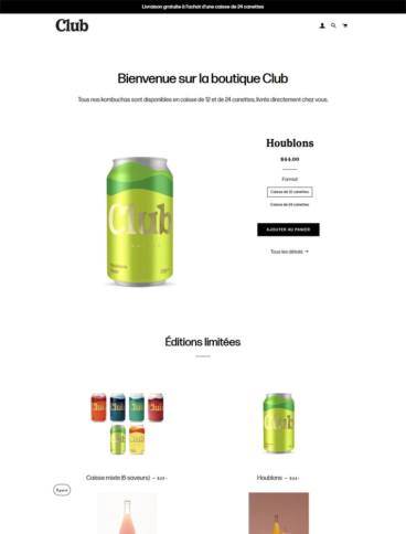 eCommerce website: Club Kombucha