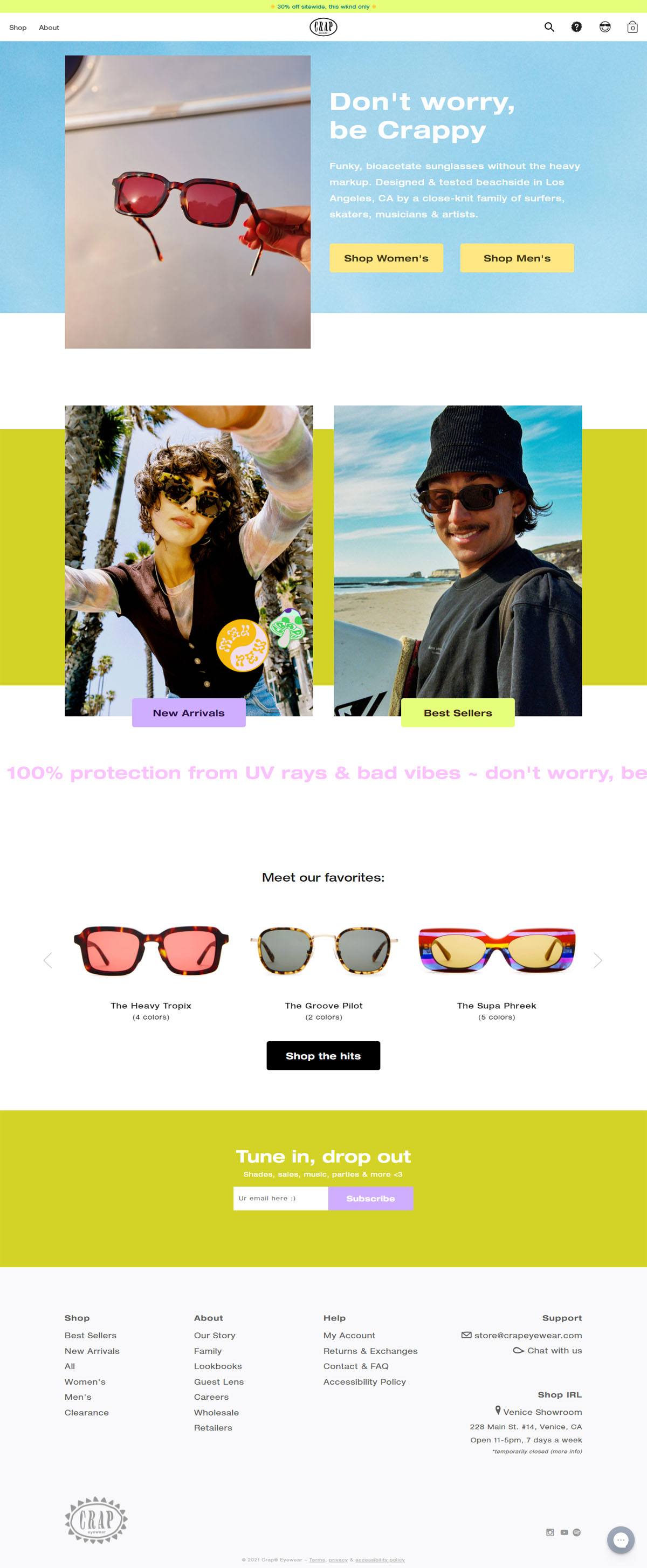 eCommerce website: Crap Eyewear