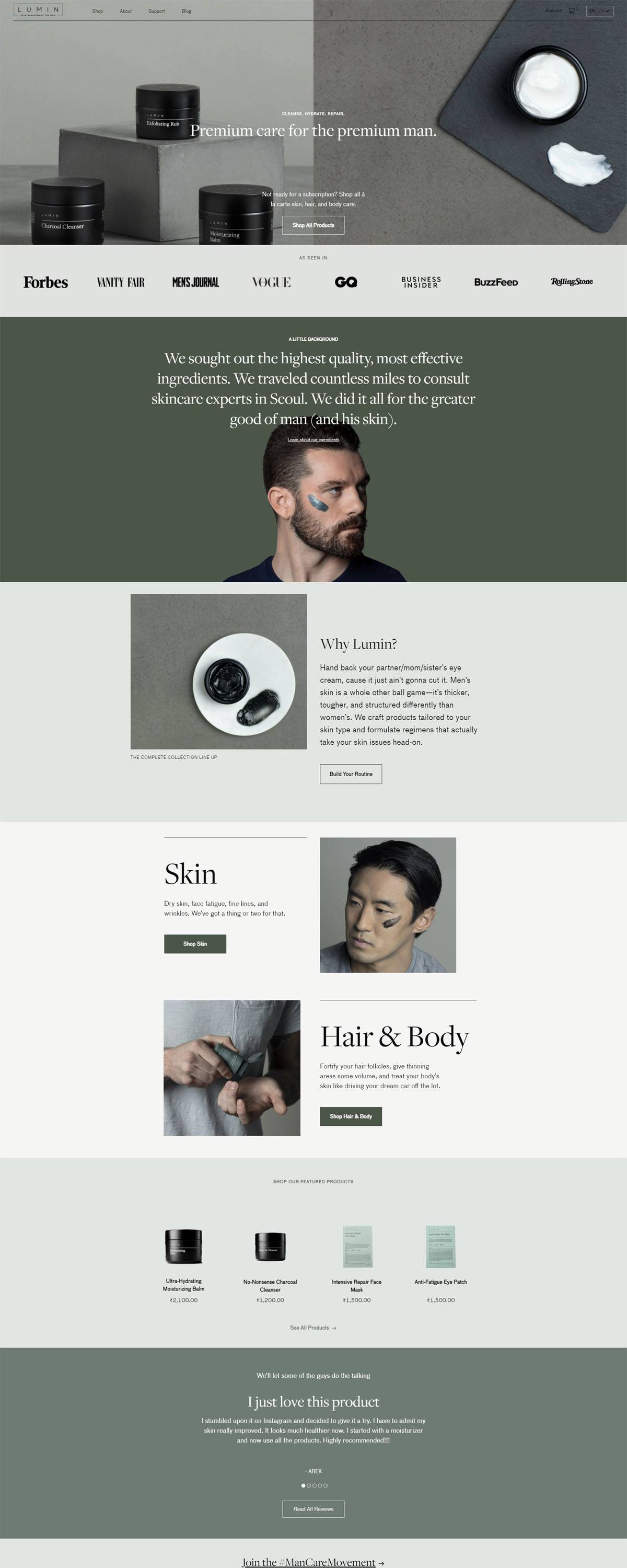 eCommerce website: Lumin