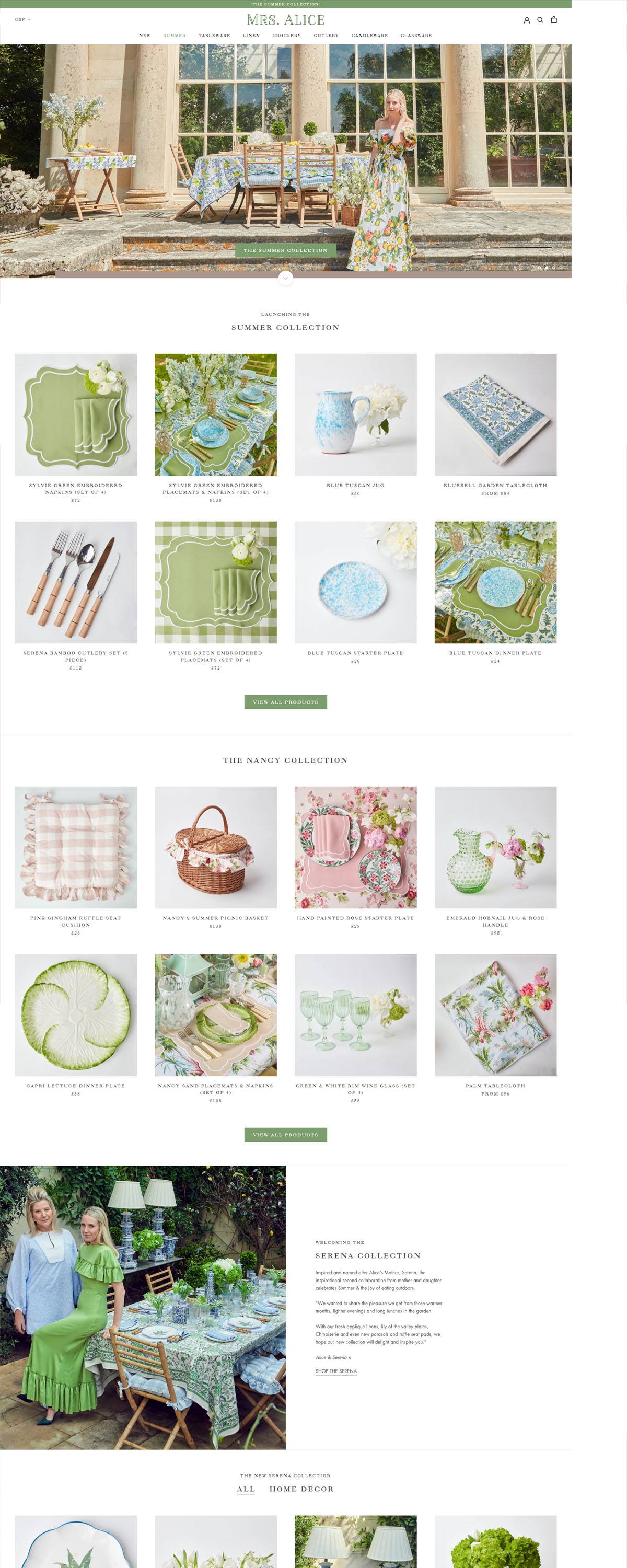 eCommerce website: Mrs Alice