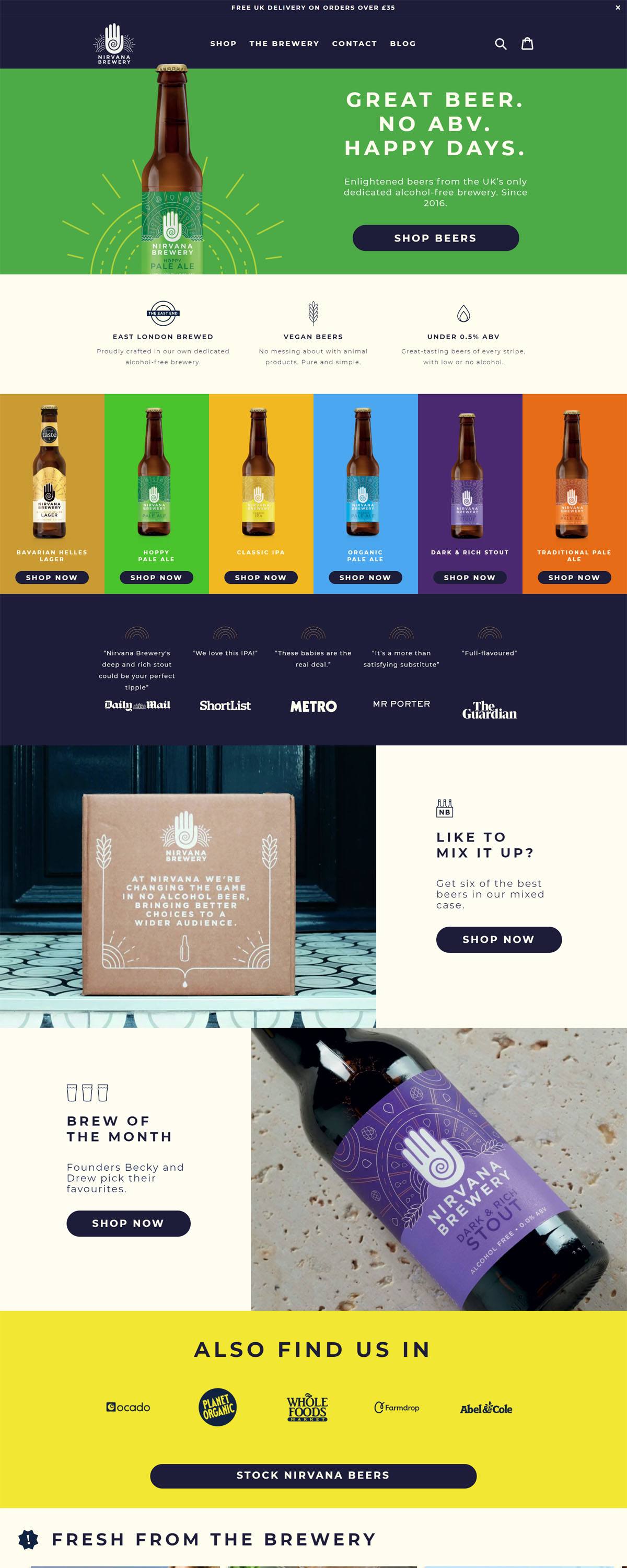 eCommerce website: Nirvana Brewery