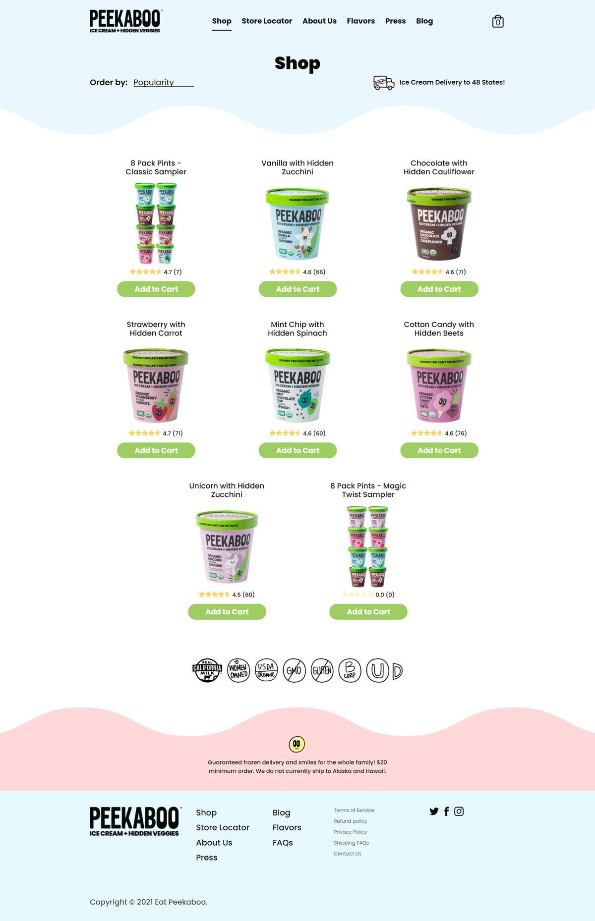 eCommerce website: Peekaboo