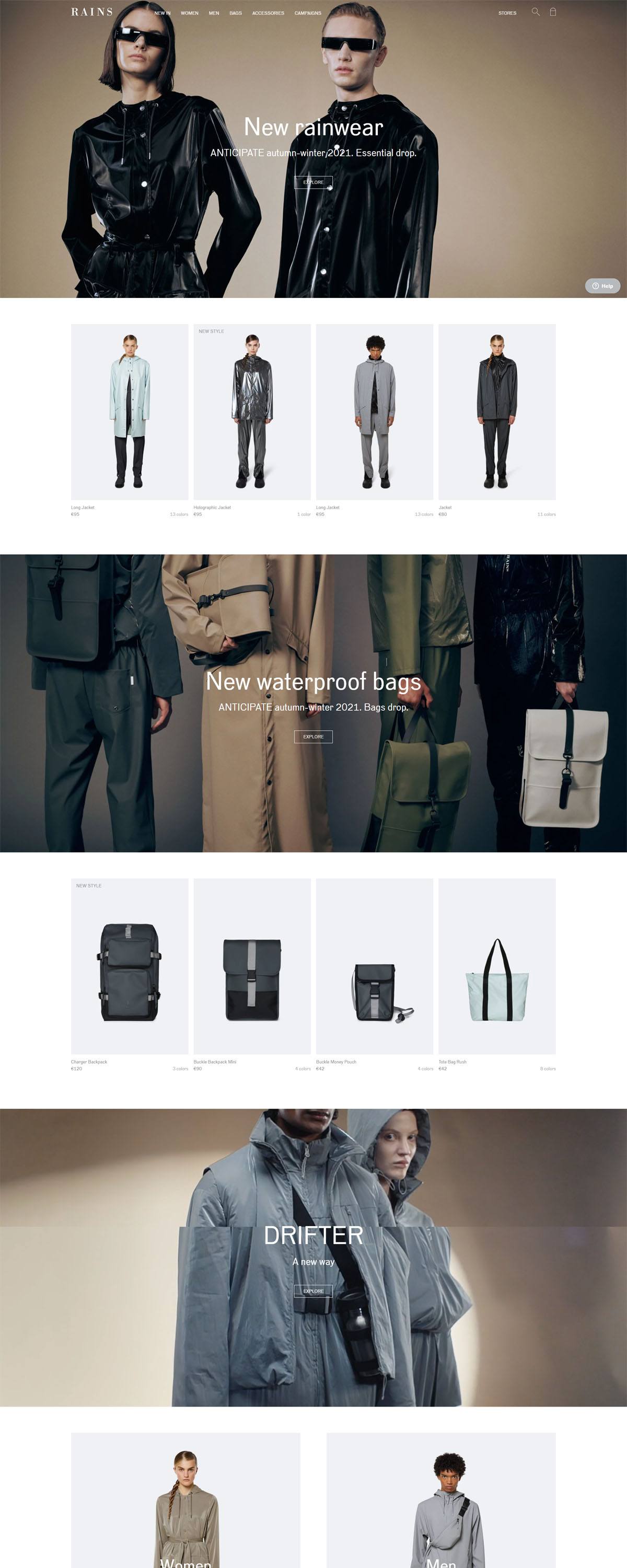 eCommerce website: Rains
