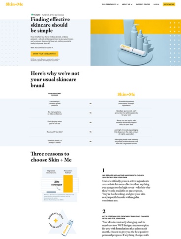 eCommerce website: Skin+Me