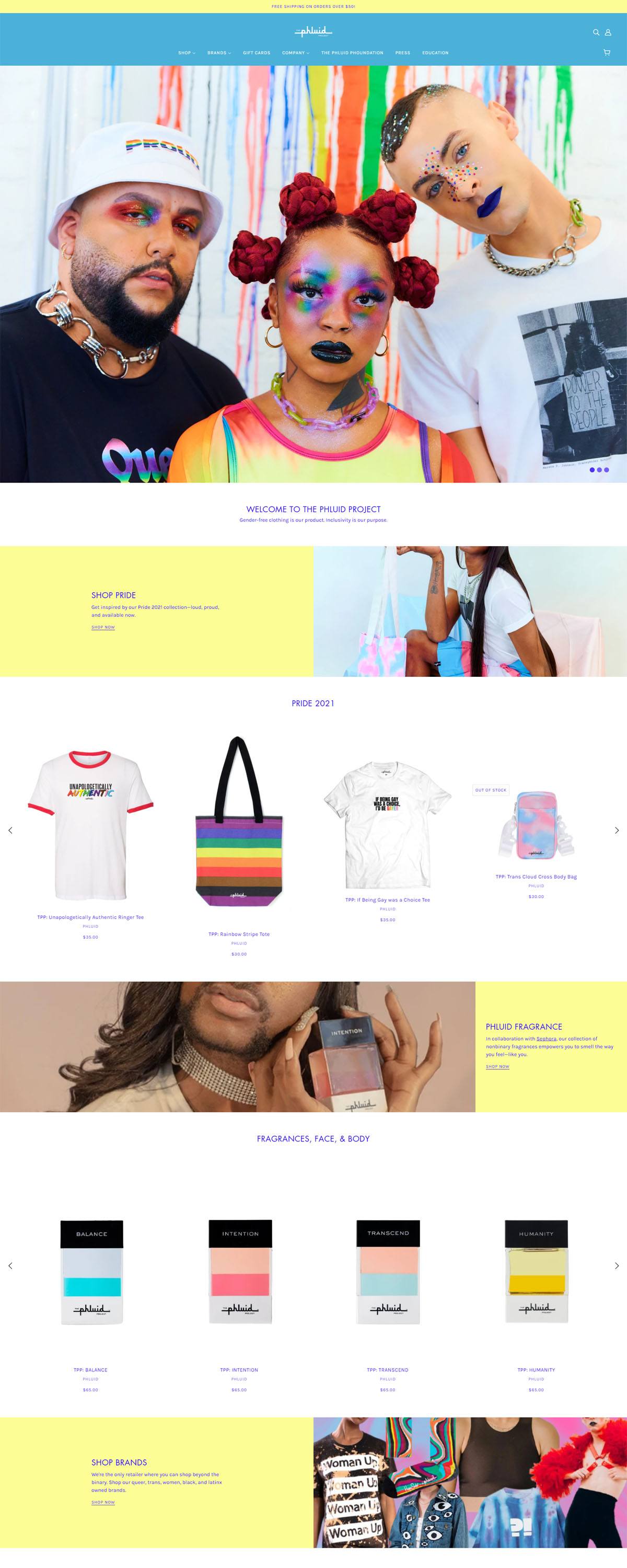eCommerce website: The Phluid Project