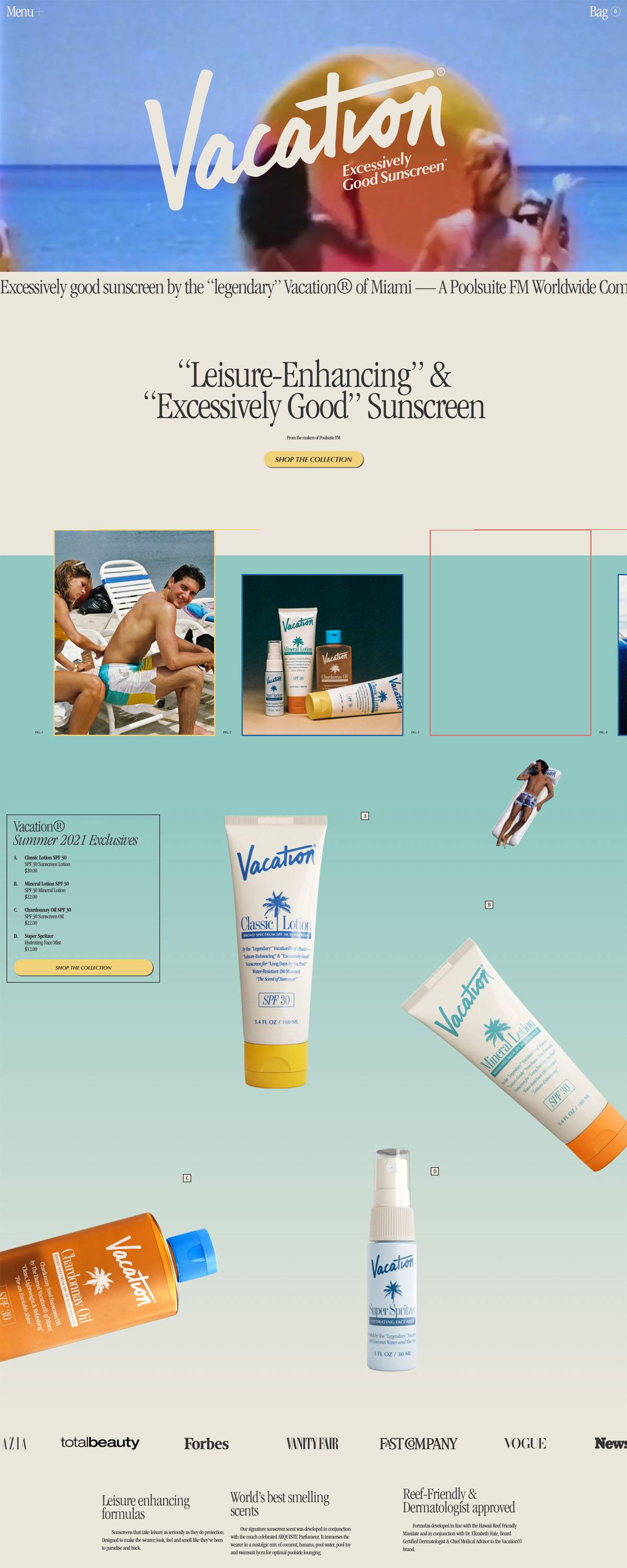 eCommerce website: Vacation