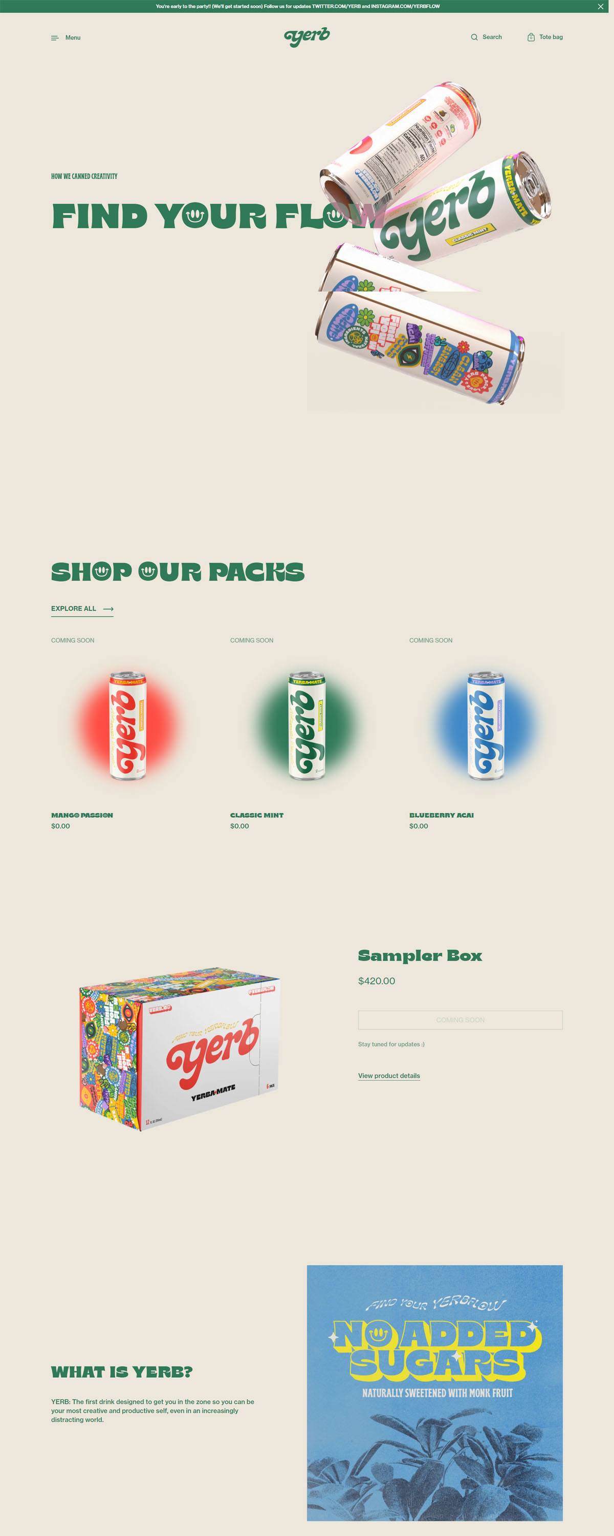 eCommerce website: Yerb