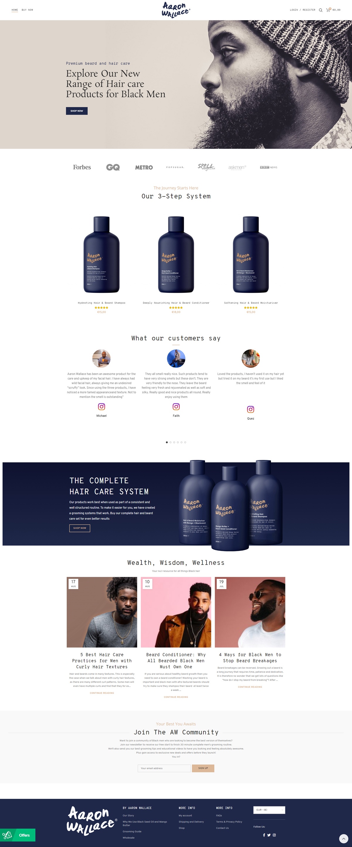 eCommerce website: Aaron Wallace