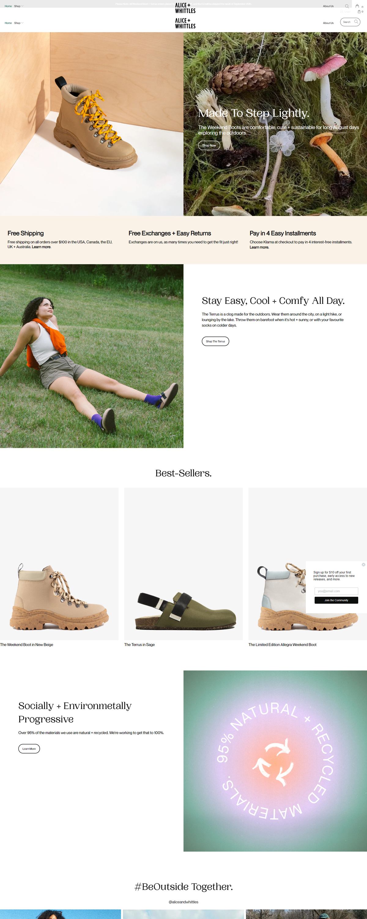 eCommerce website: Alice + Whittles