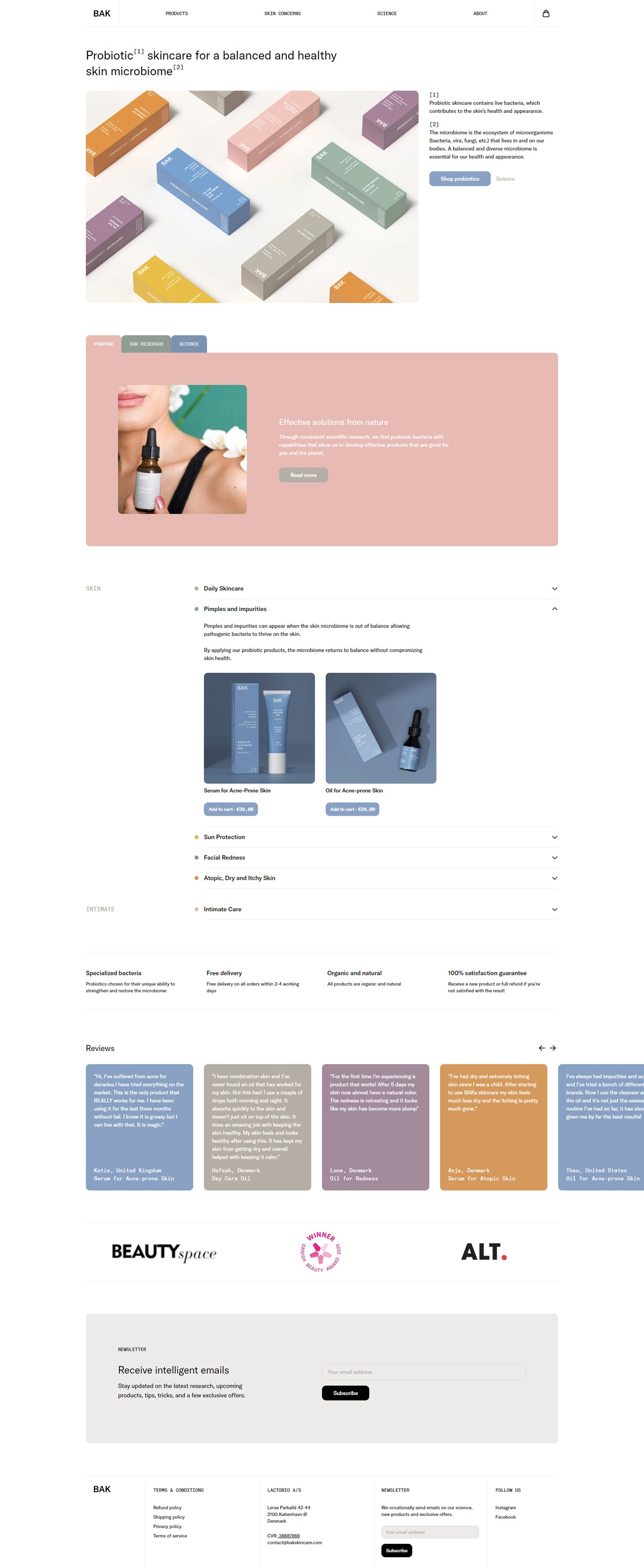 eCommerce website: BAK