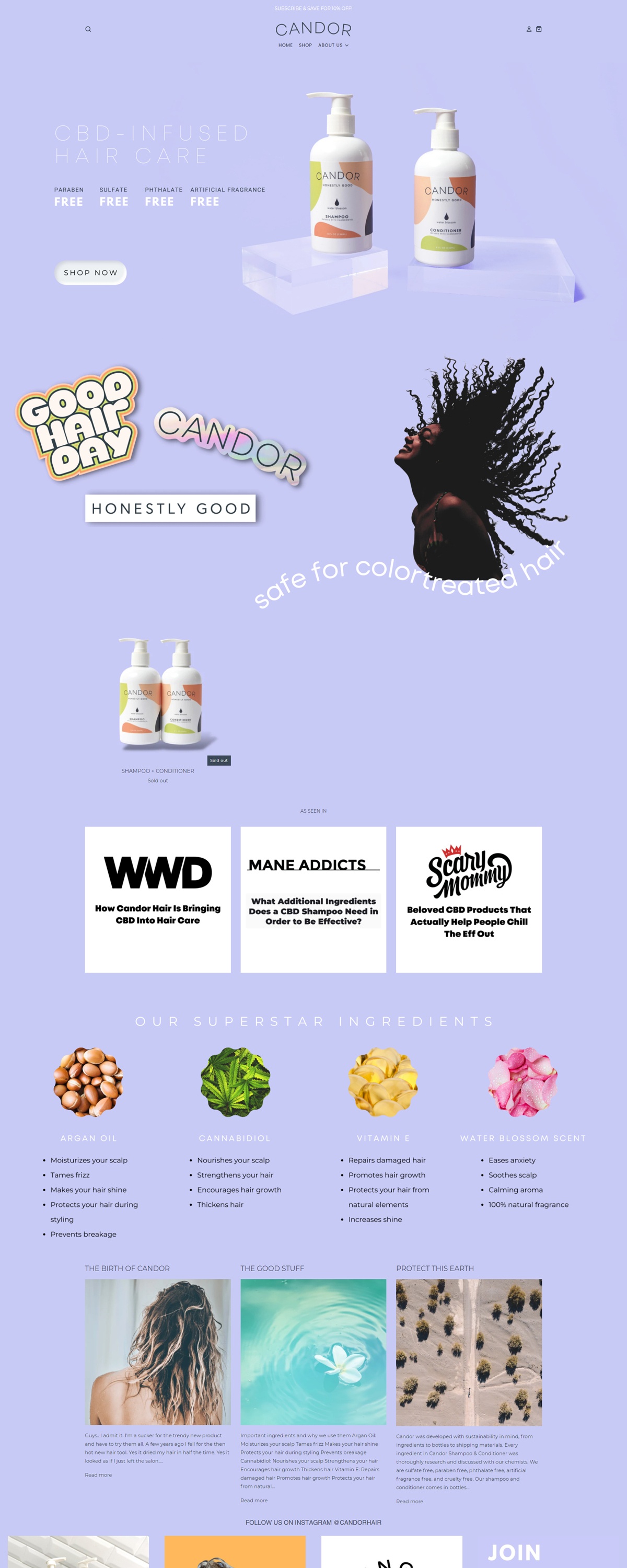 eCommerce website: Candor