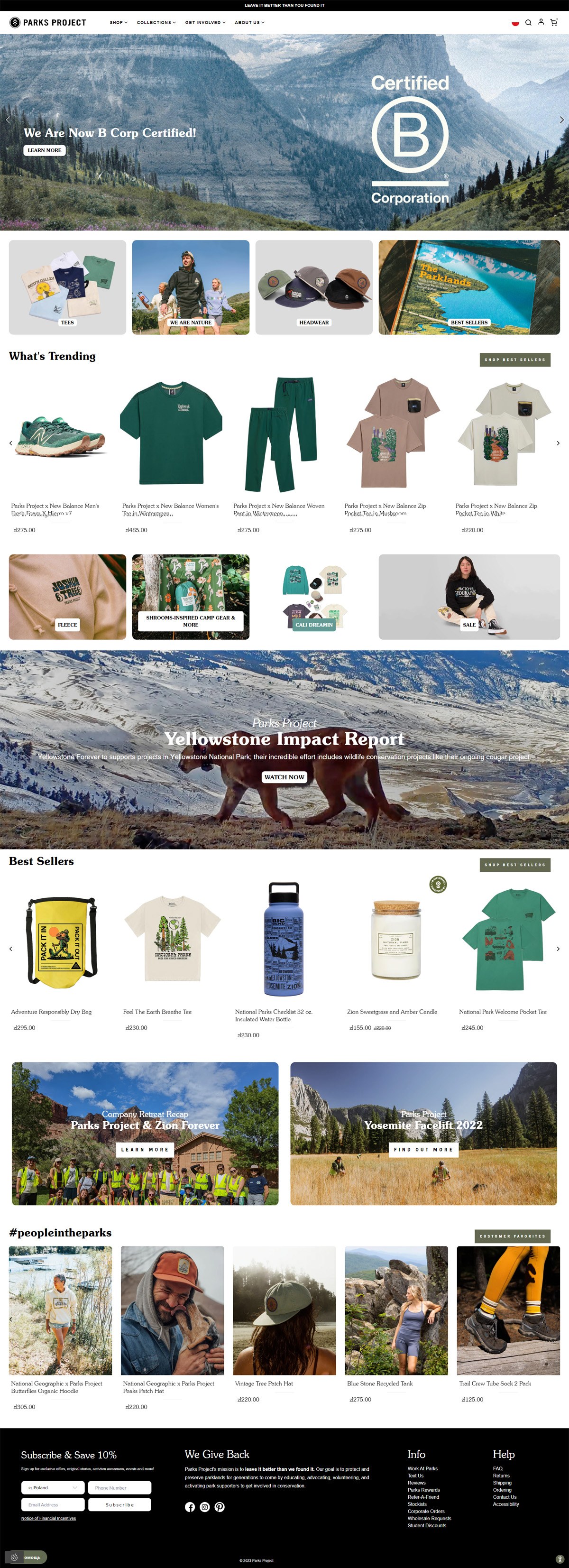 eCommerce website: Parks Project