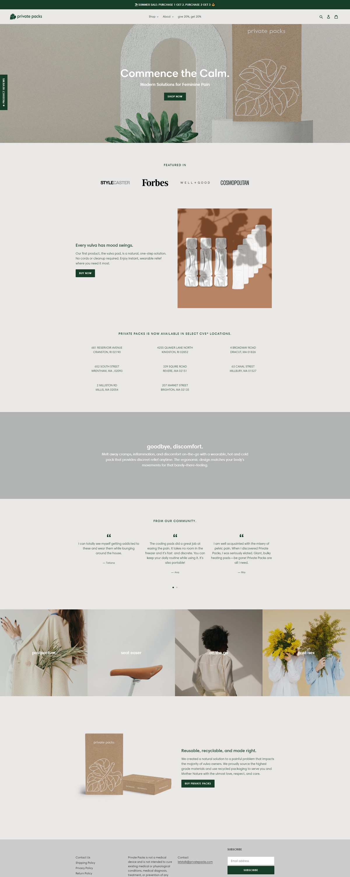 eCommerce website: Private Packs