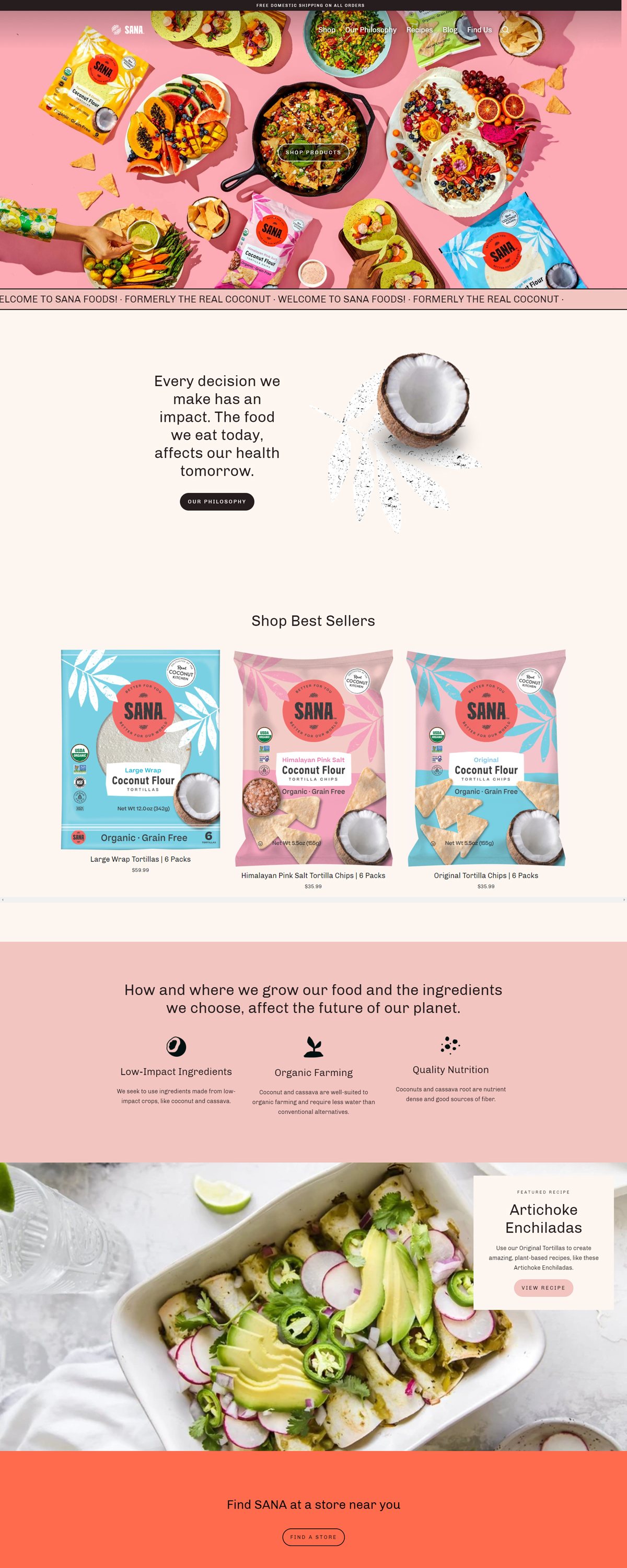 eCommerce website: Sana Foods