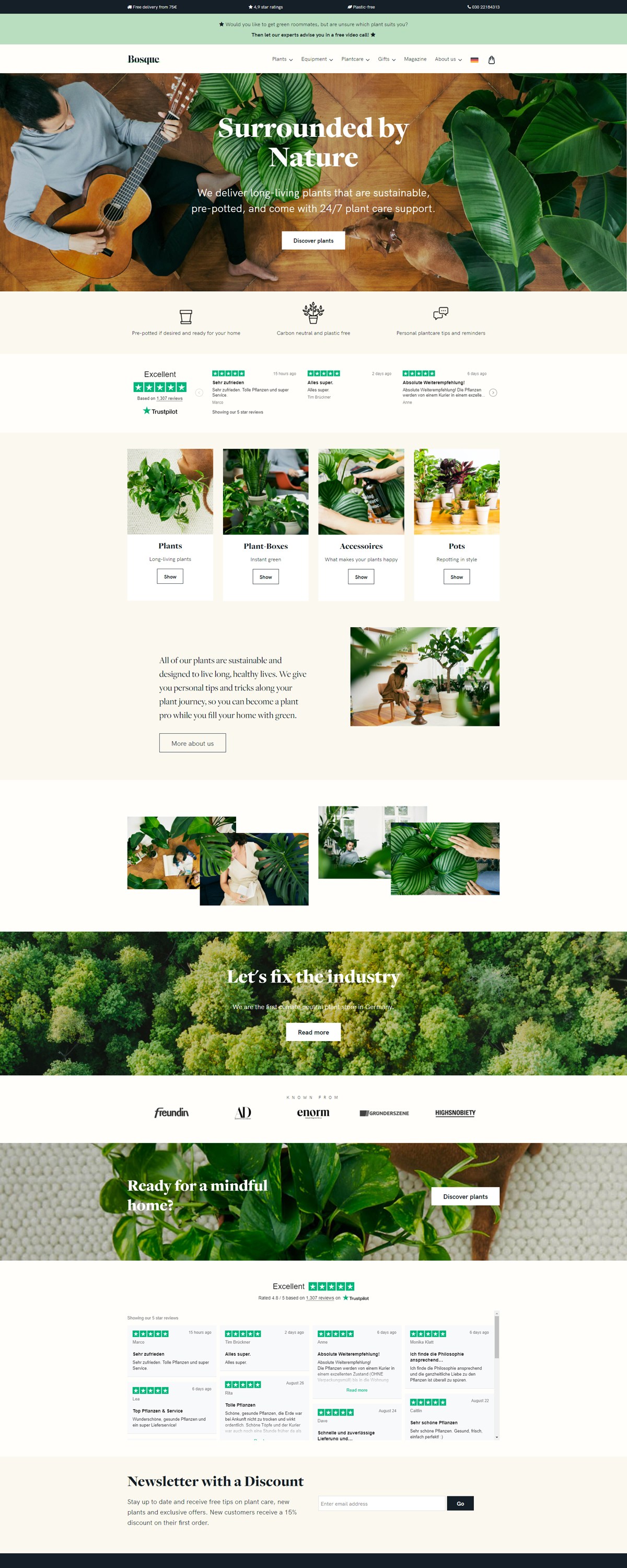 eCommerce website: Bosque