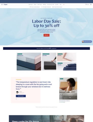 eCommerce website: Casper