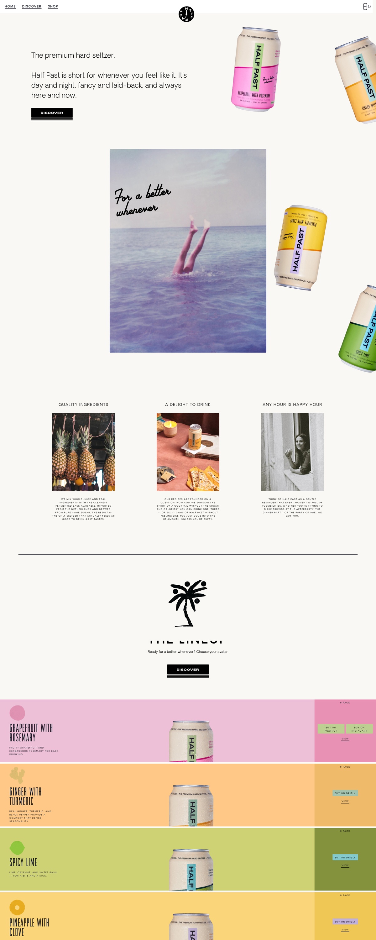 eCommerce website: DRINK HALF PAST