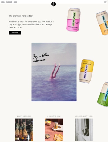 eCommerce website: DRINK HALF PAST