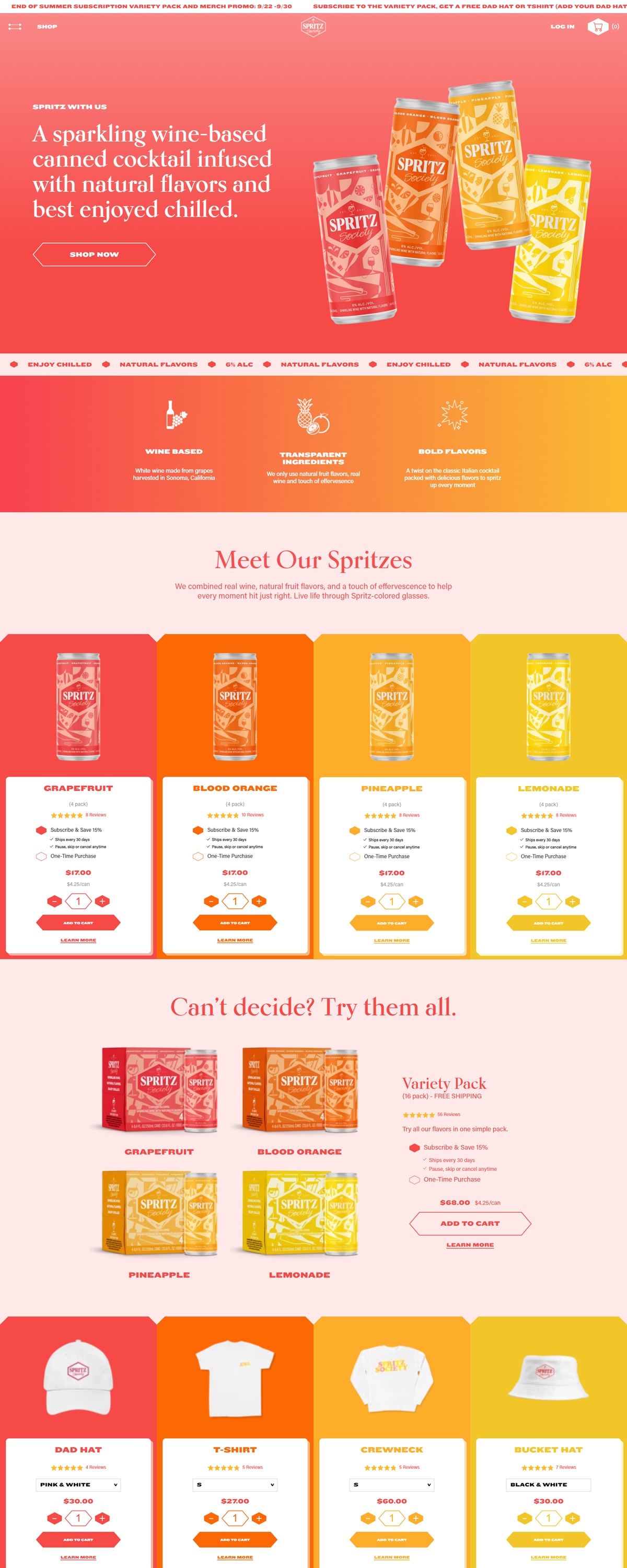 eCommerce website: Spritz Society