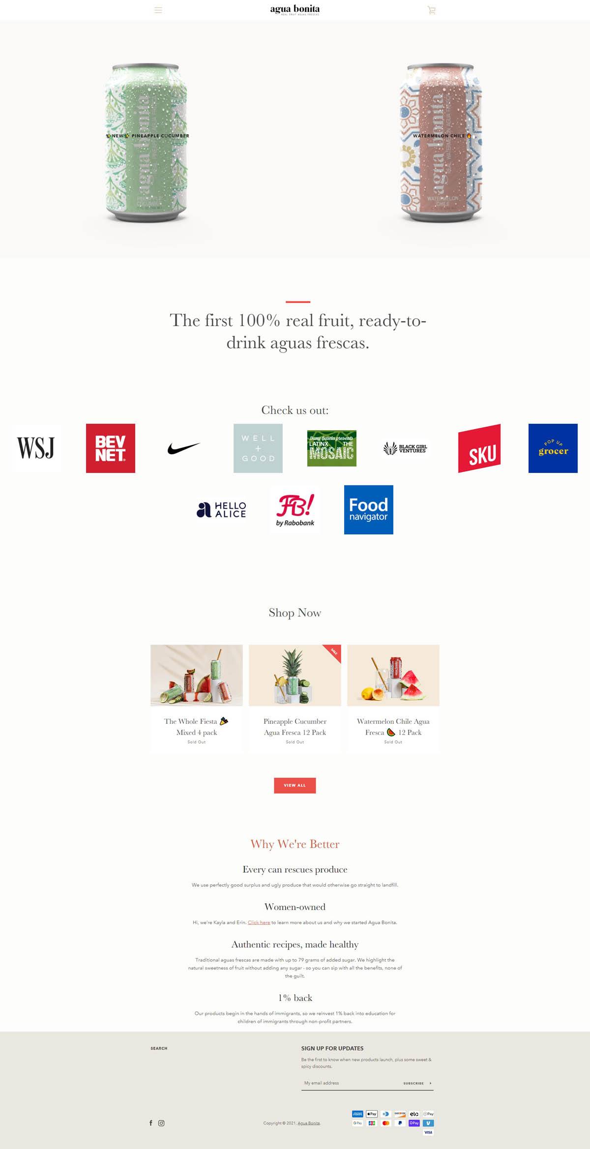 eCommerce website: Agua Bonita