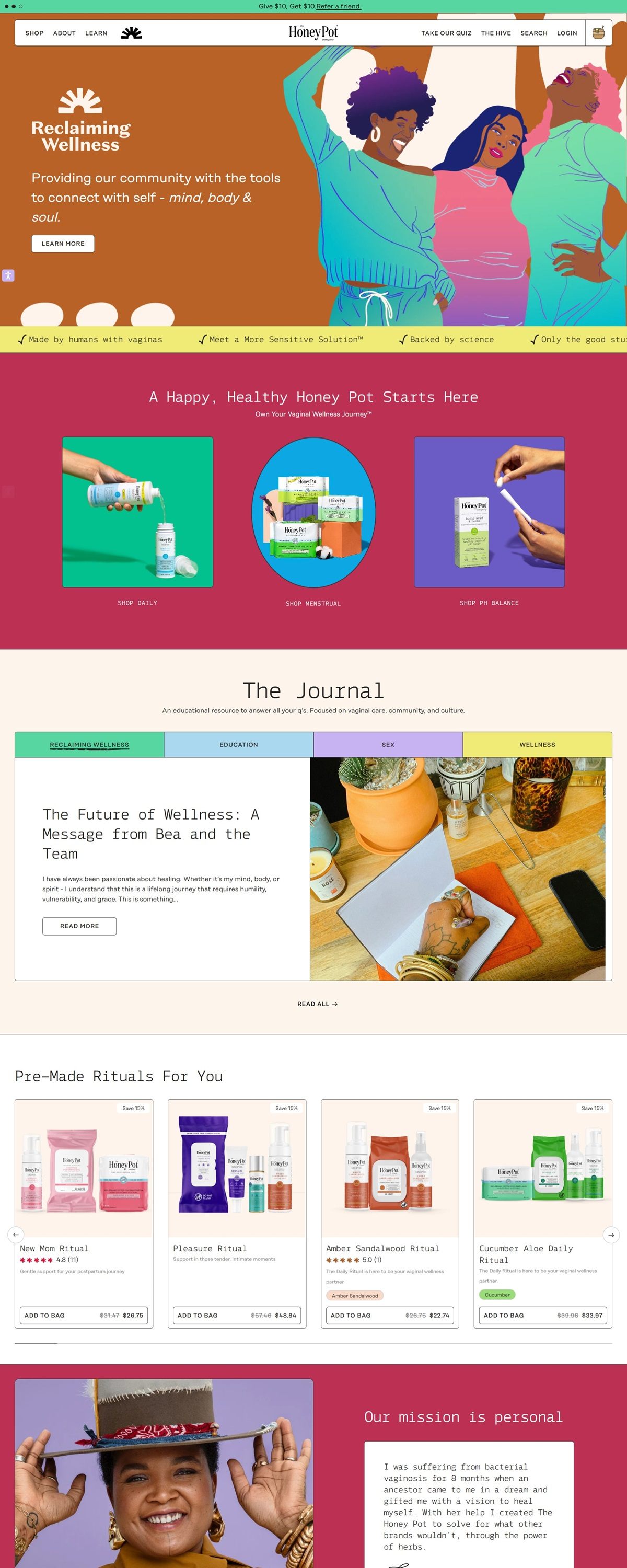 eCommerce website: The Honey Pot Company