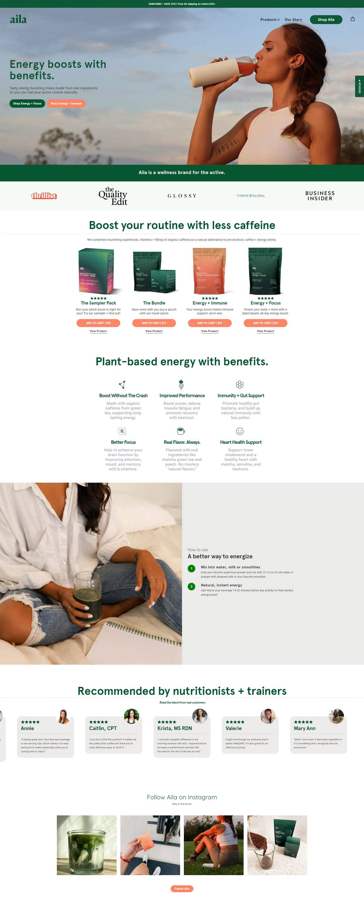 eCommerce website: Aila