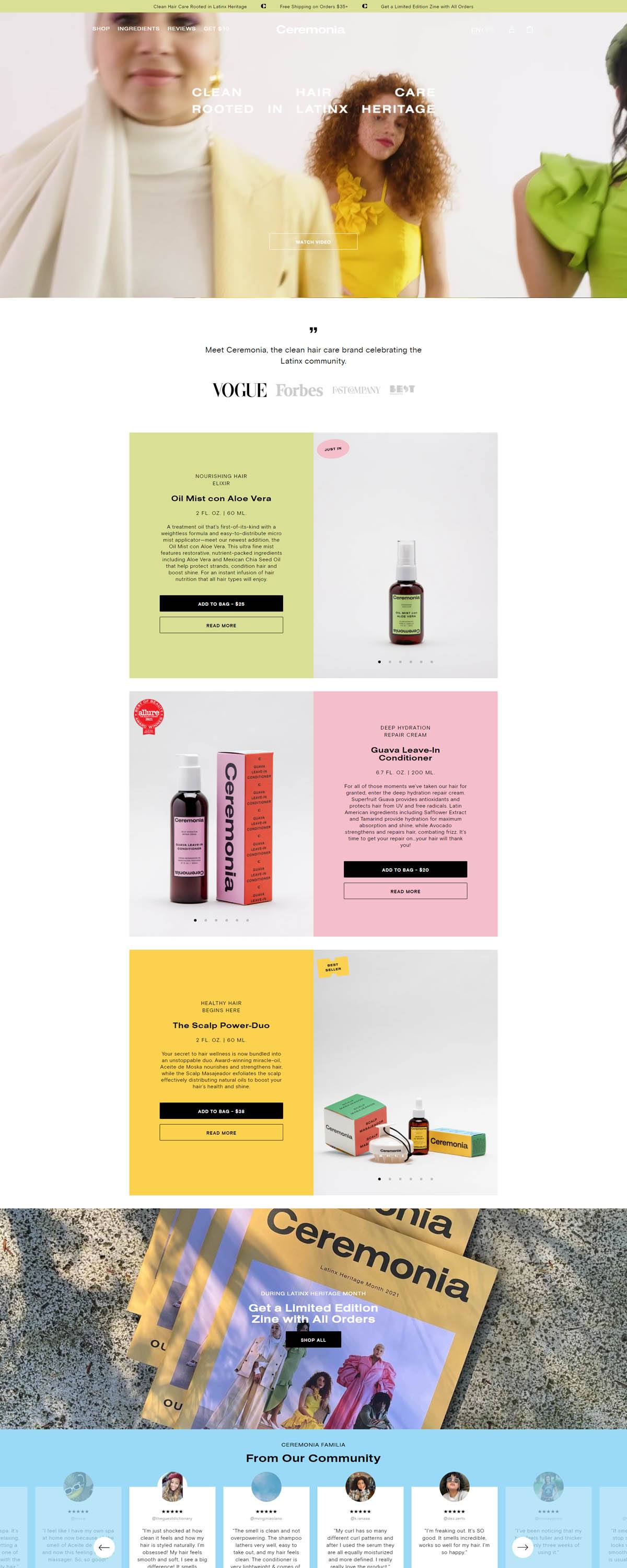 eCommerce website: Ceremonia