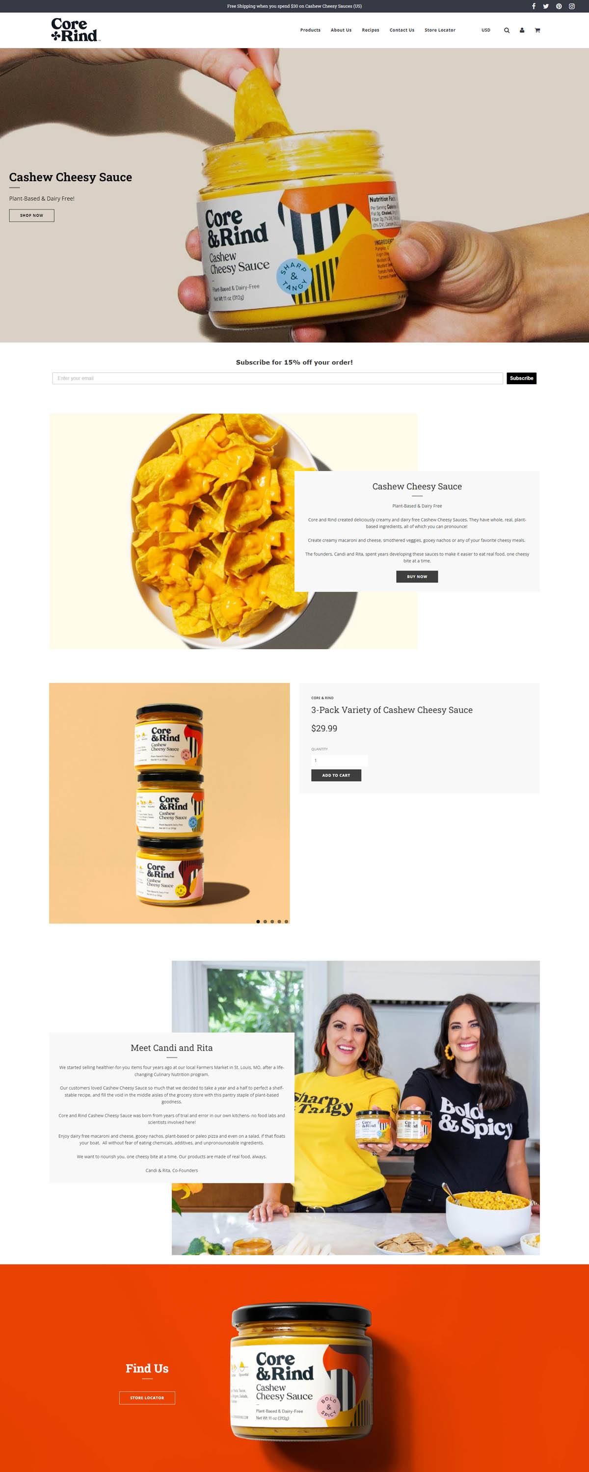 eCommerce website: Core and Rind