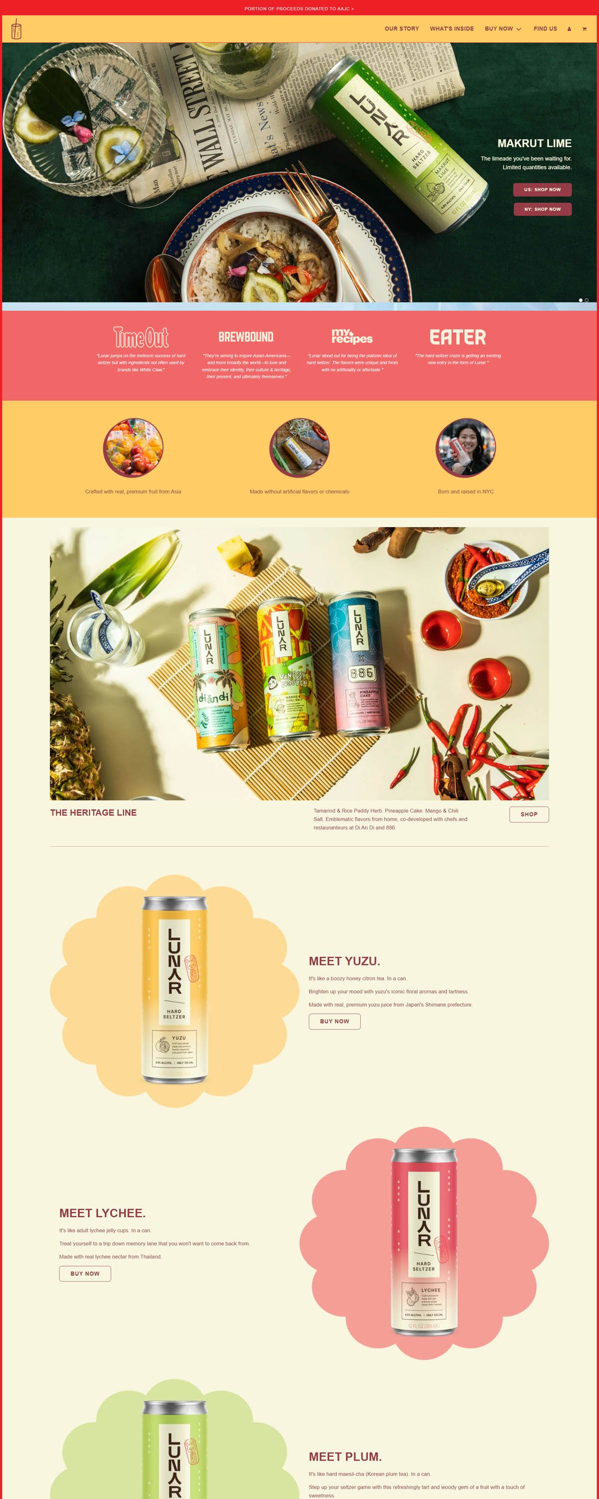 eCommerce website: Lunar Hard Seltzer