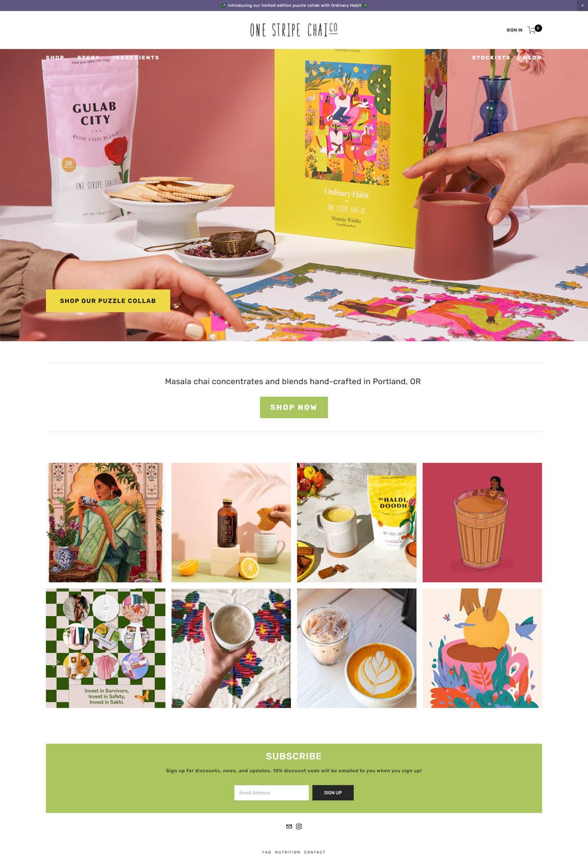 eCommerce website: One Stripe Chai