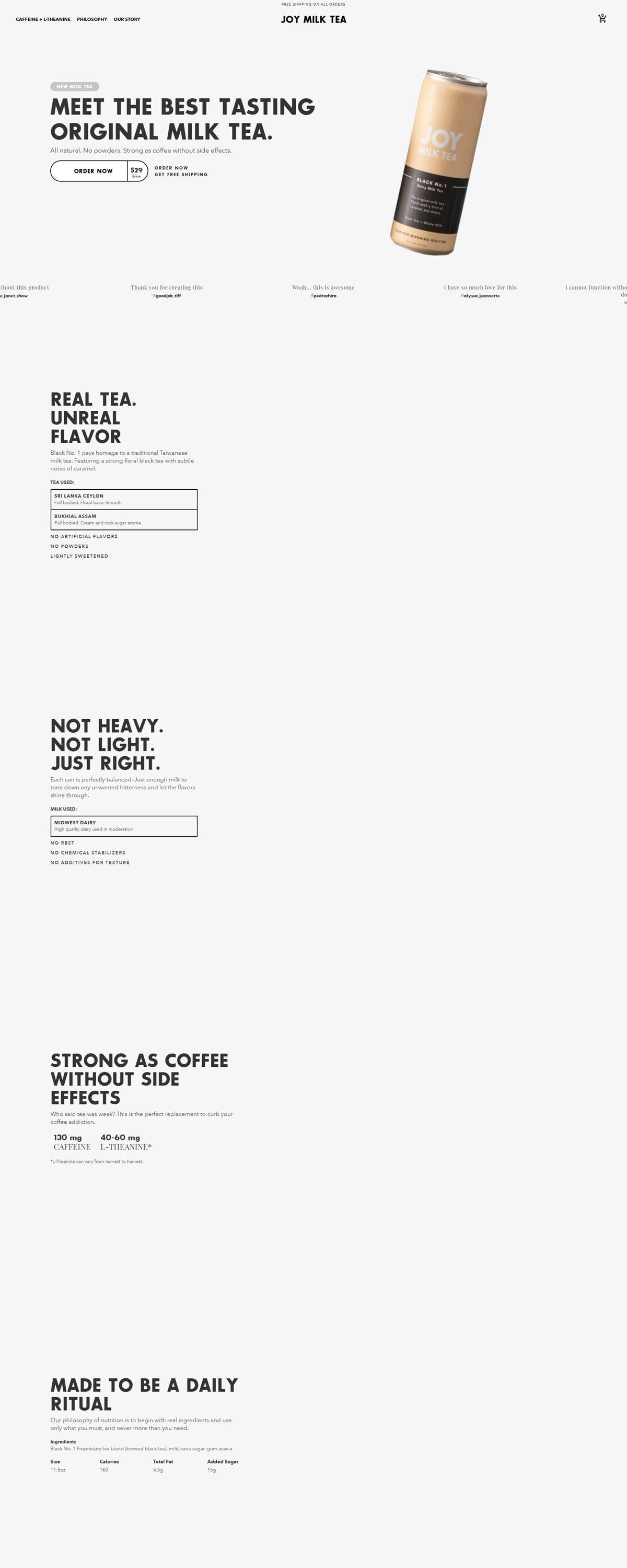 eCommerce website: Joy Milk Tea