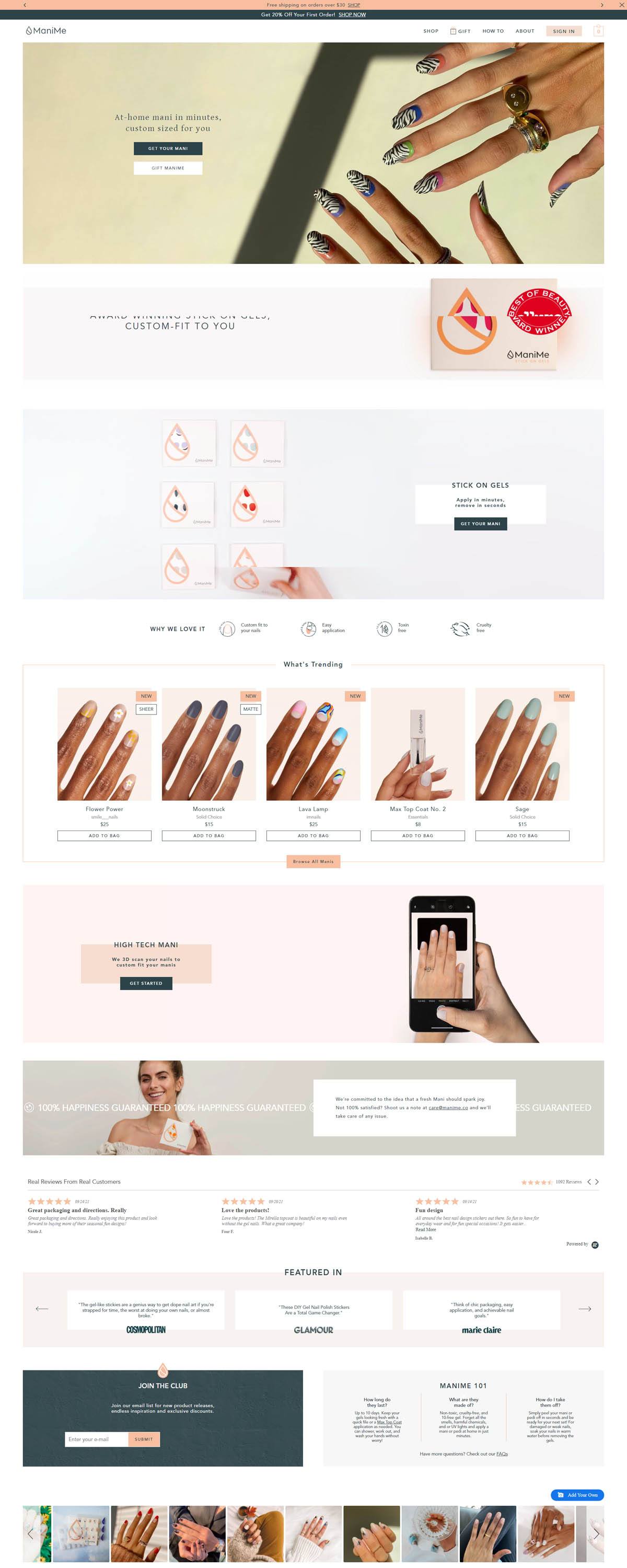 eCommerce website: ManiMe
